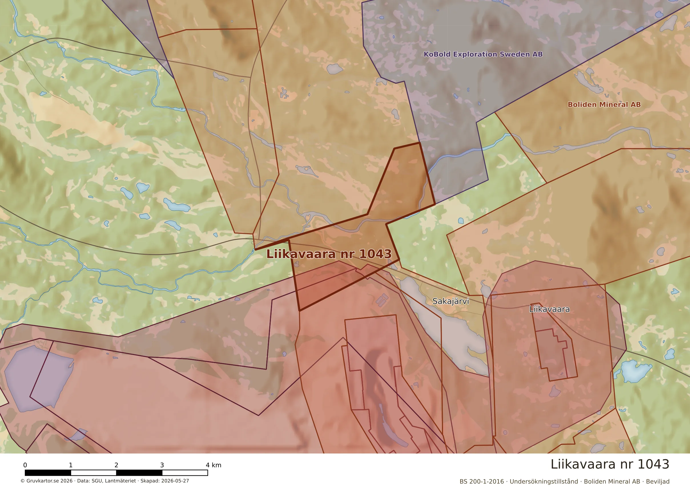 Närkarta över Liikavaara nr 1043