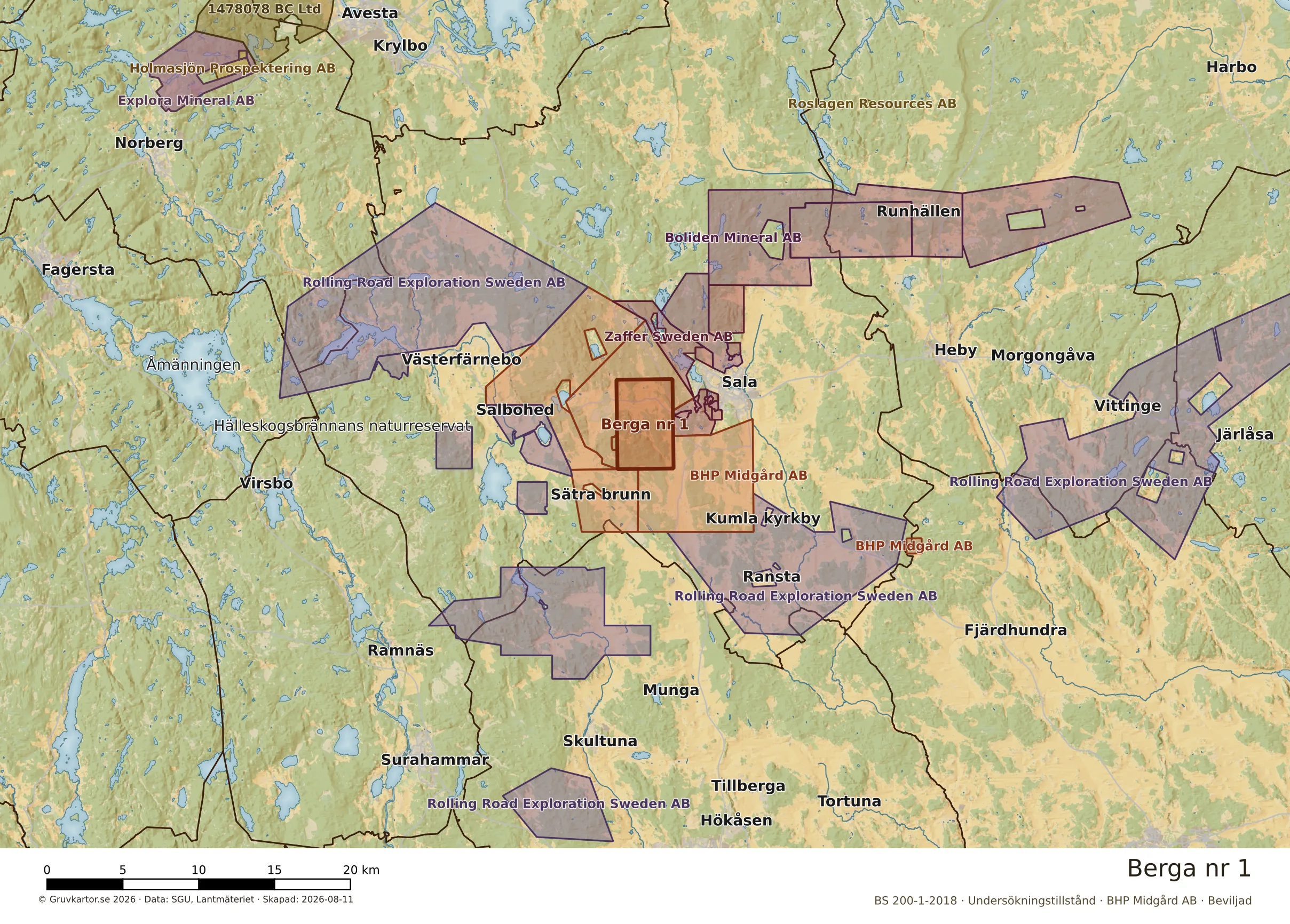 Översiktskarta över Berga nr 1 i sitt landskap
