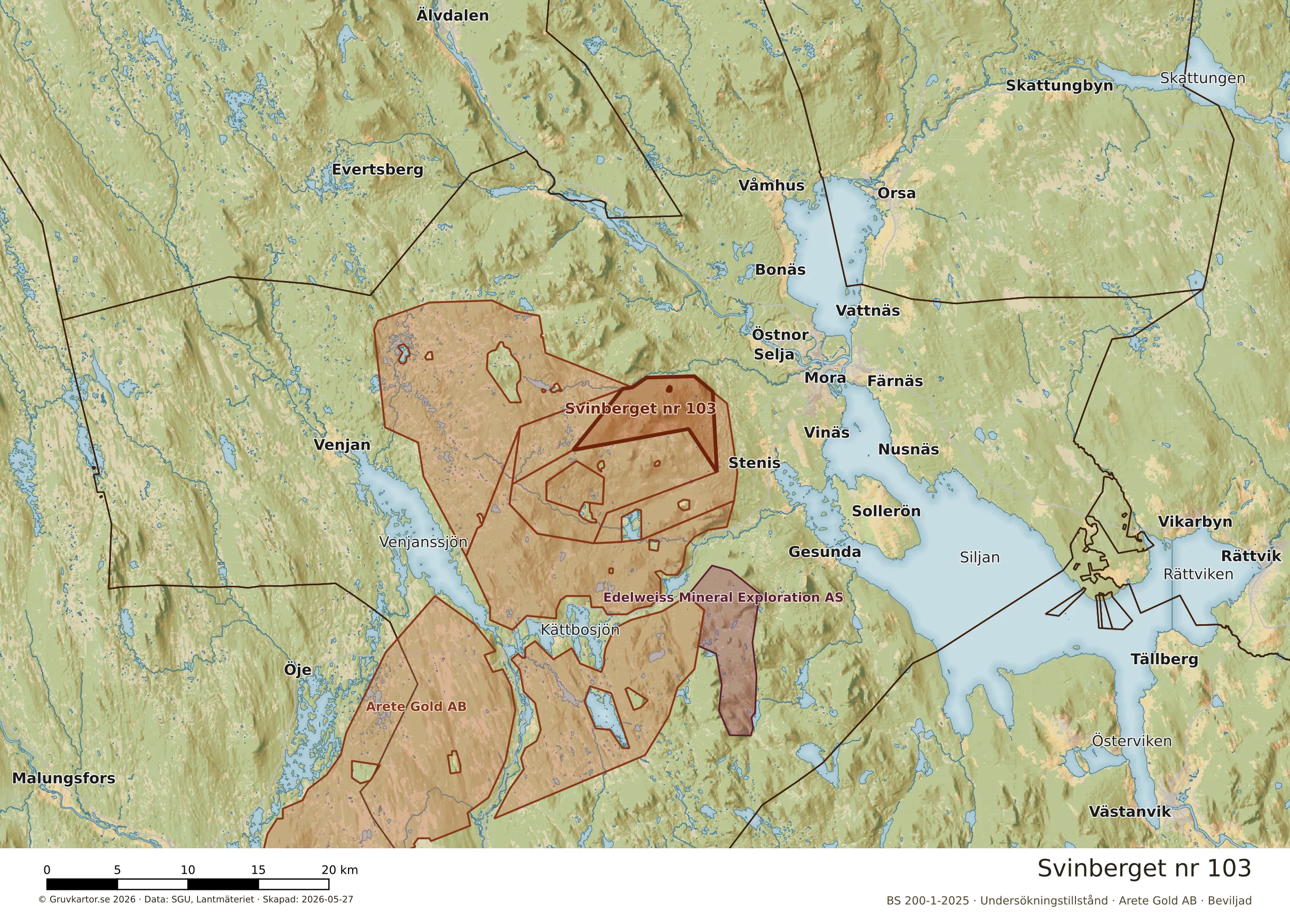 Översiktskarta över Svinberget nr 103 i sitt landskap