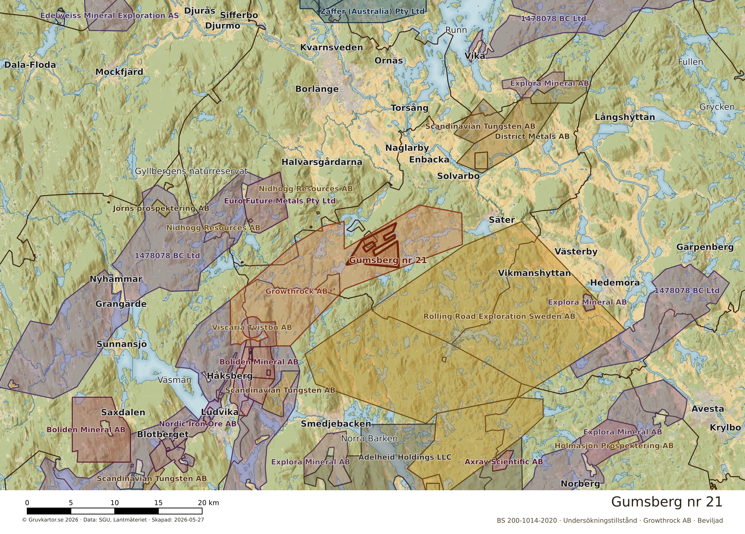 Översiktskarta över Gumsberg nr 21 i sitt landskap