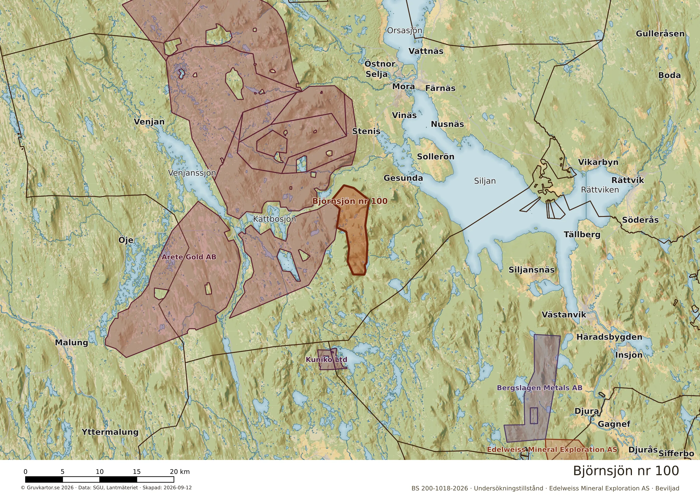 Översiktskarta över Björnsjön nr 100 i sitt landskap