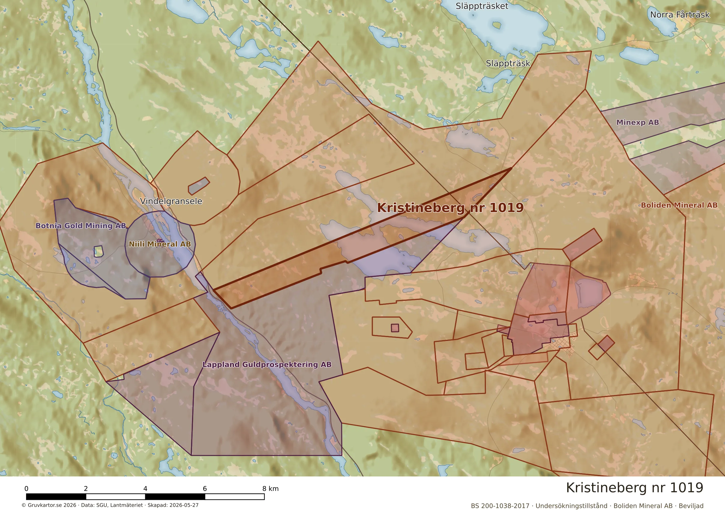 Närkarta över Kristineberg nr 1019