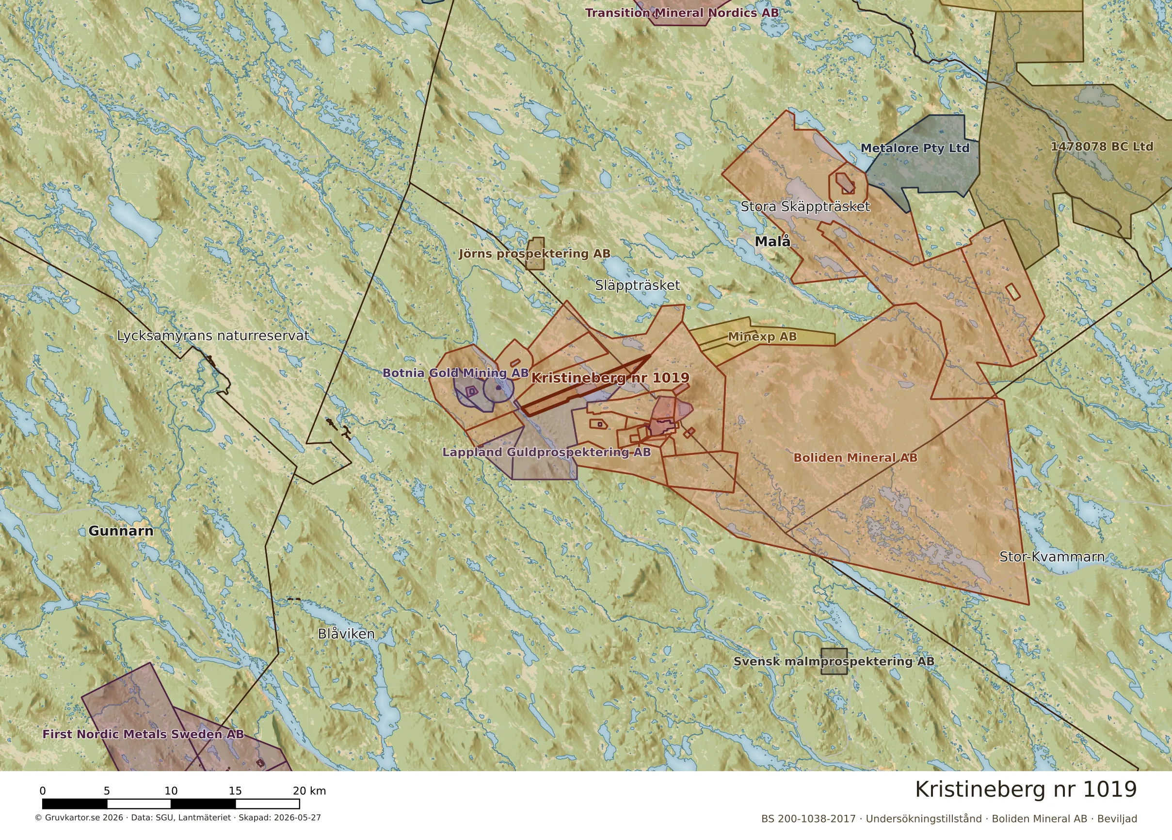 Översiktskarta över Kristineberg nr 1019 i sitt landskap