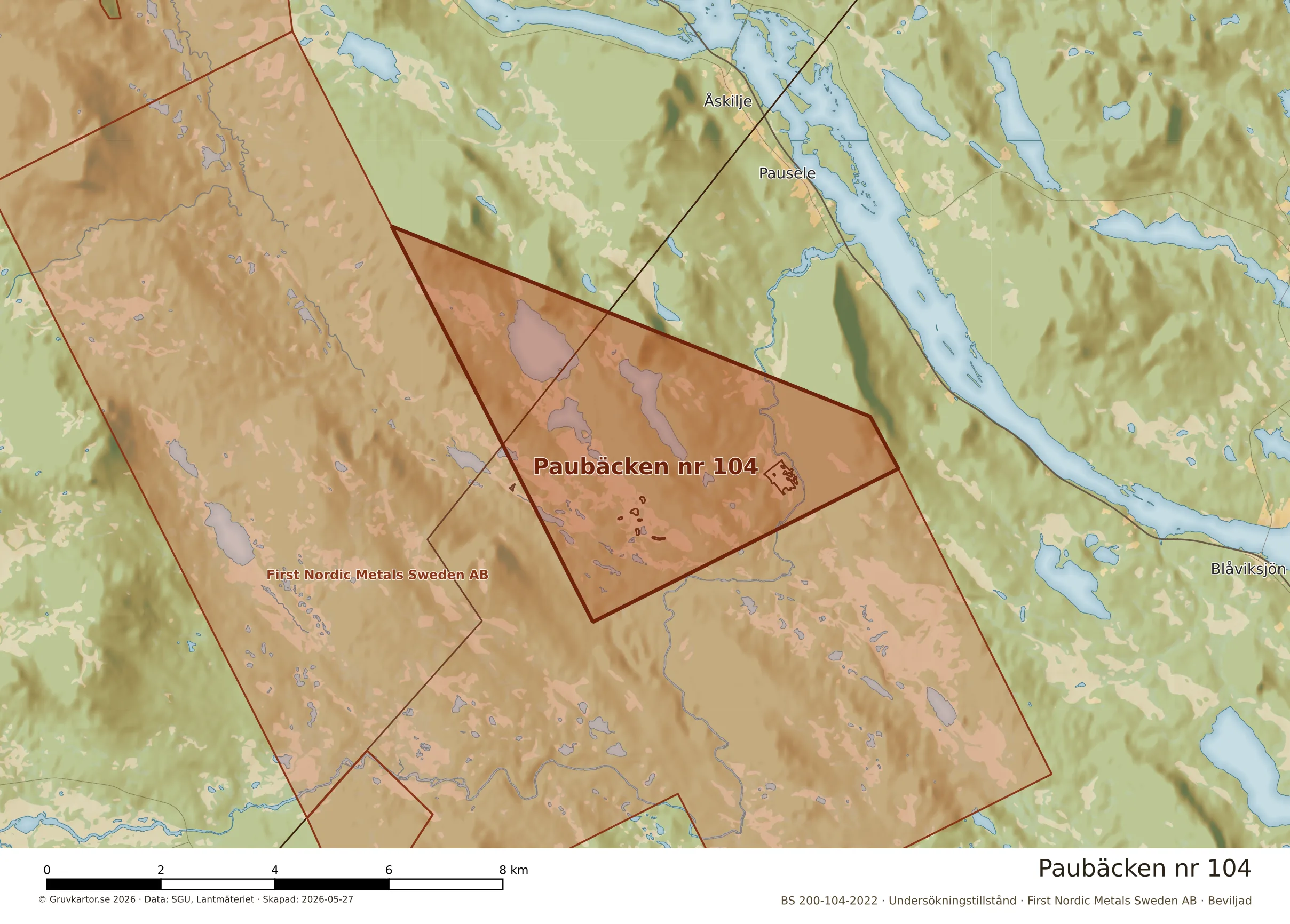 Närkarta över Paubäcken nr 104
