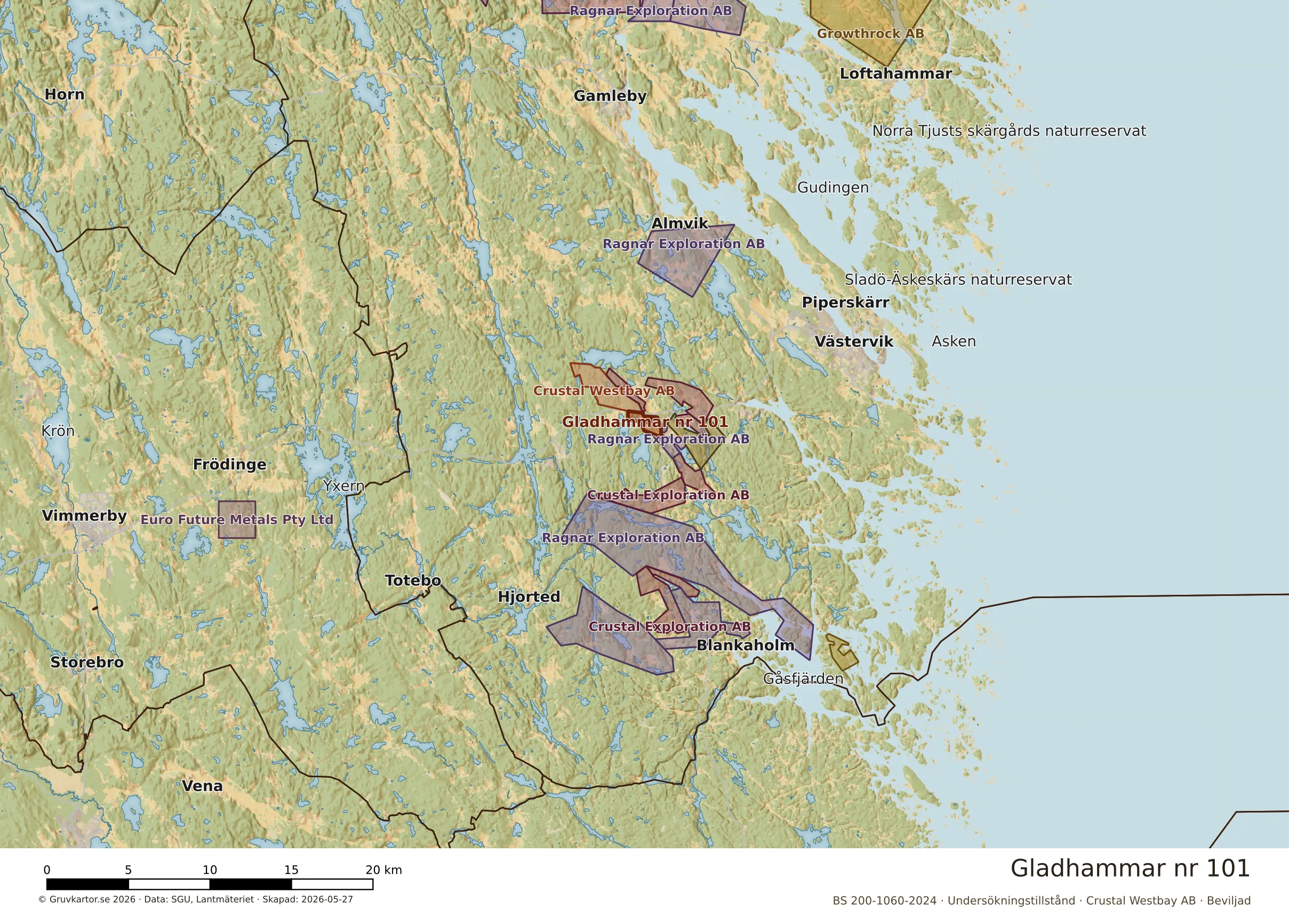 Översiktskarta över Gladhammar nr 101 i sitt landskap
