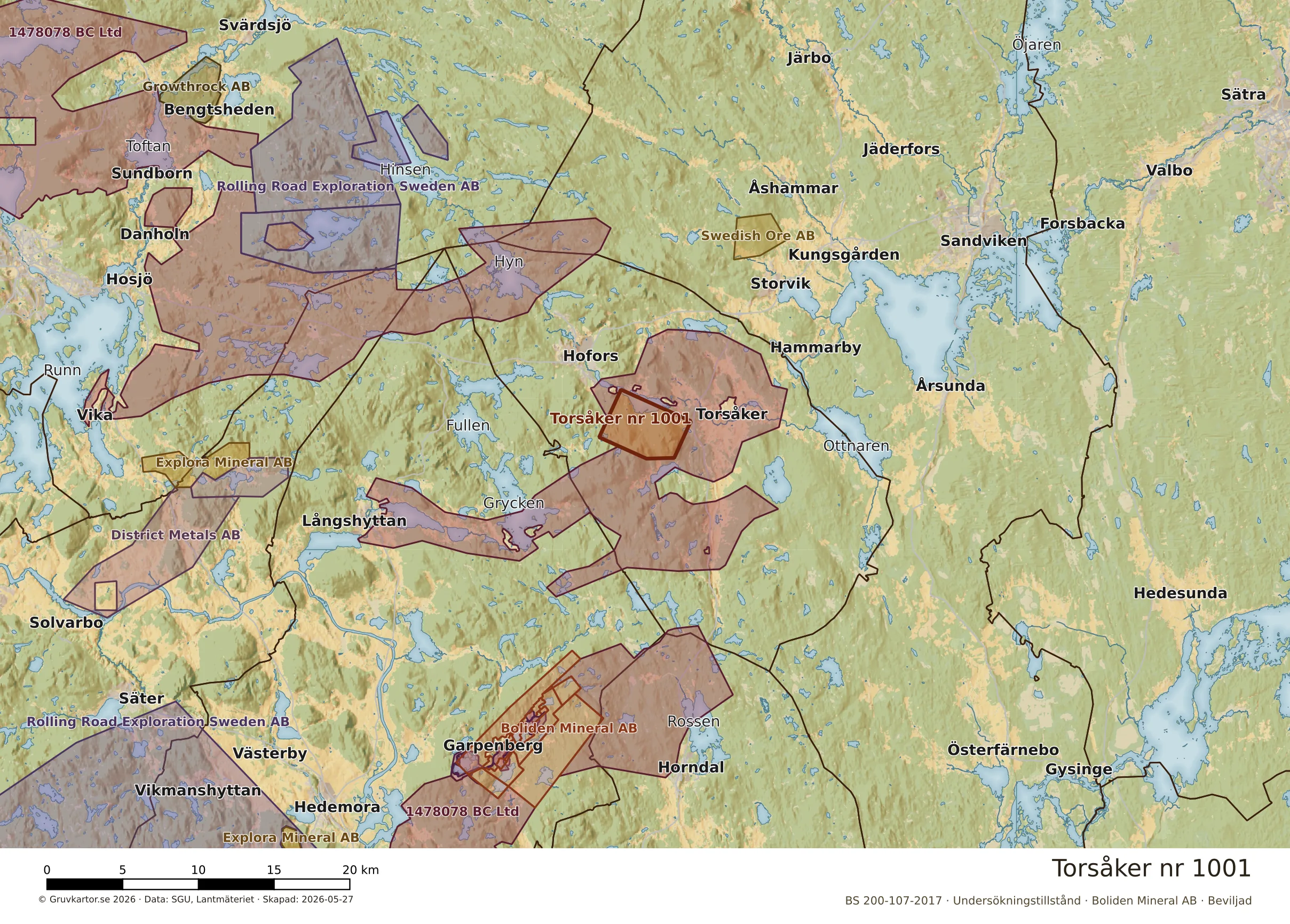 Översiktskarta över Torsåker nr 1001 i sitt landskap