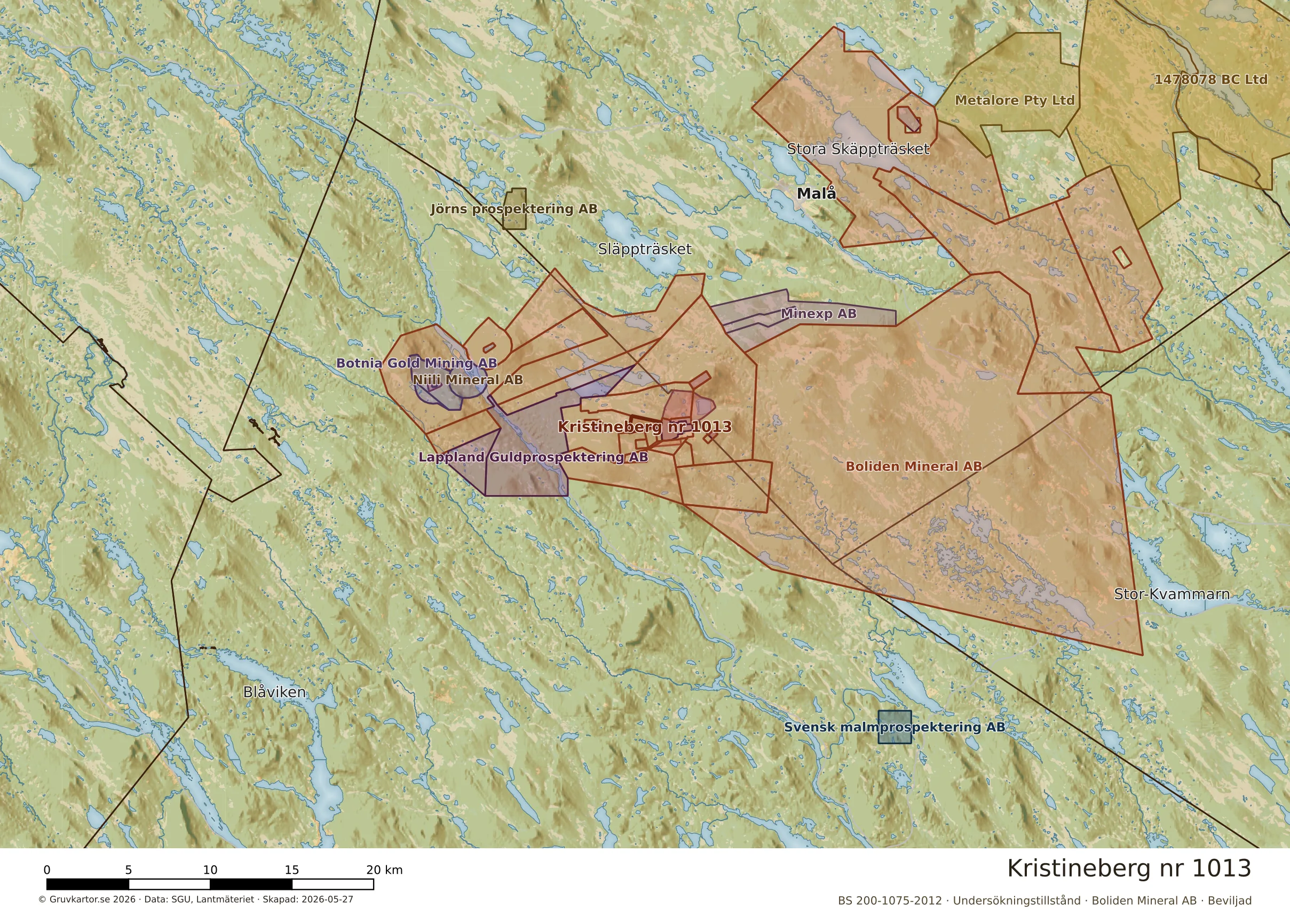 Översiktskarta över Kristineberg nr 1013 i sitt landskap