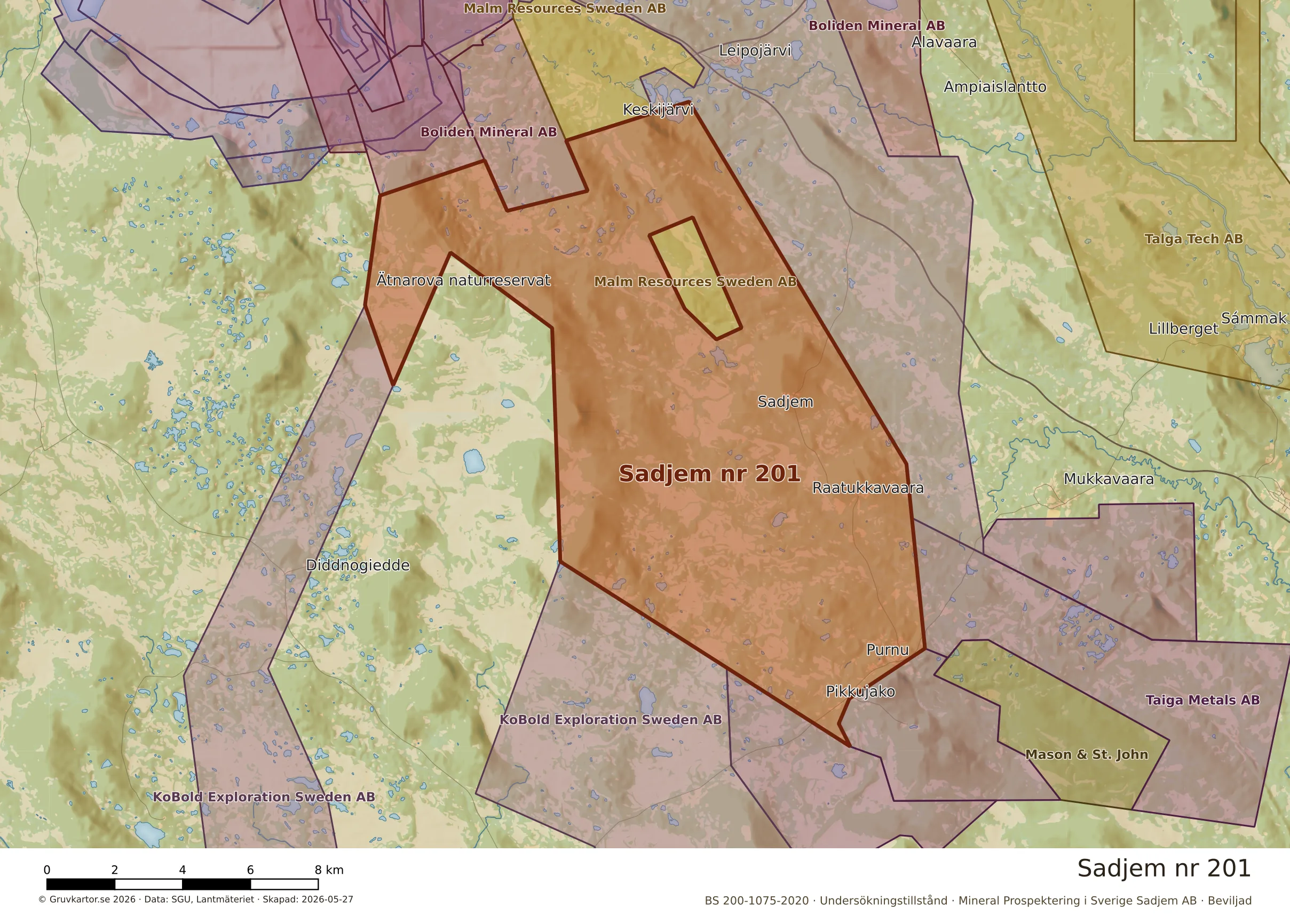 Närkarta över Sadjem nr 201