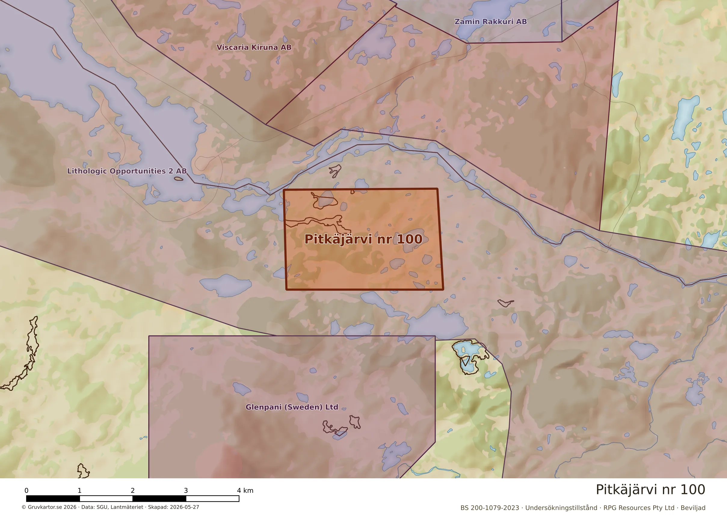 Närkarta över Pitkäjärvi nr 100