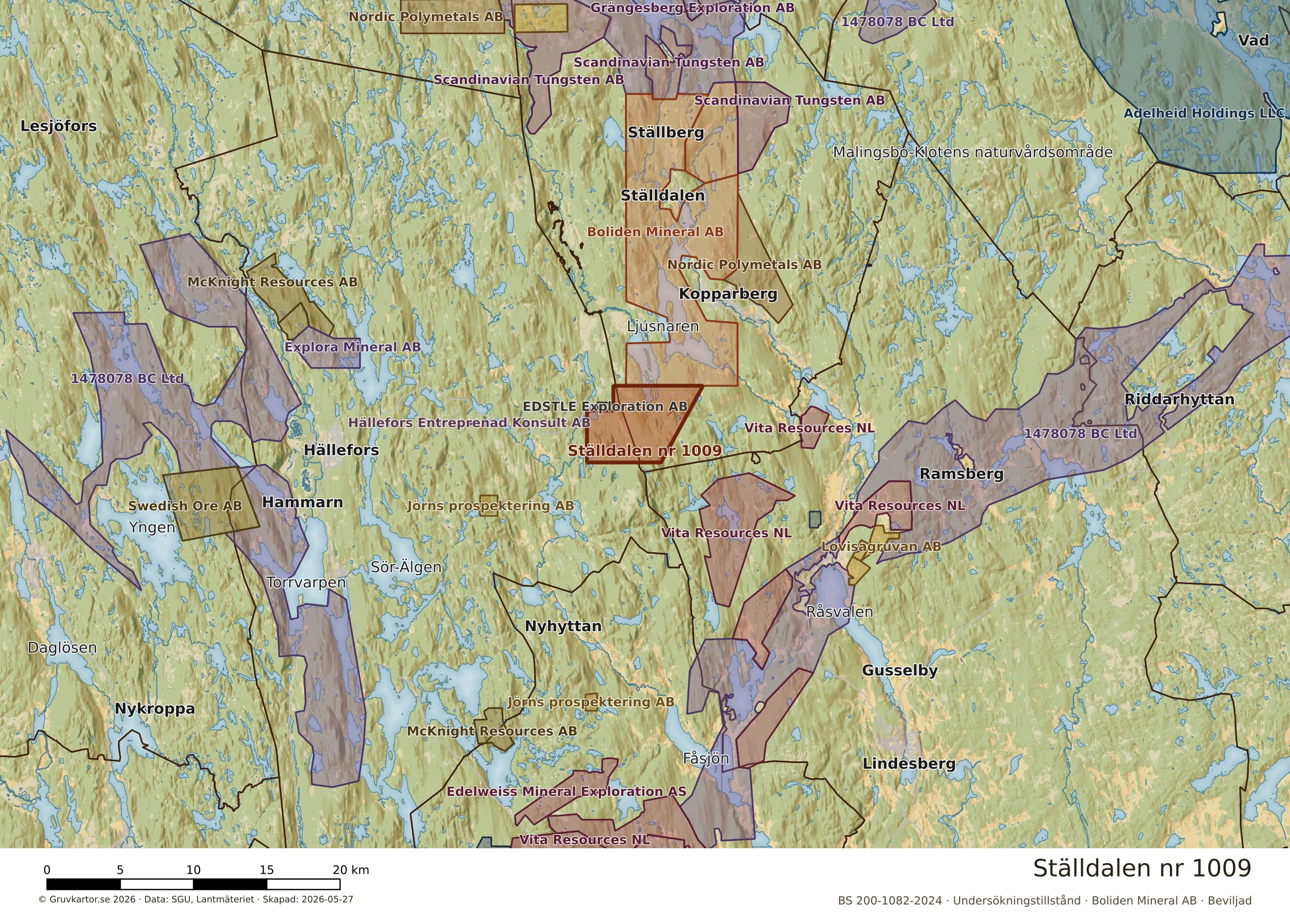 Översiktskarta över Ställdalen nr 1009 i sitt landskap