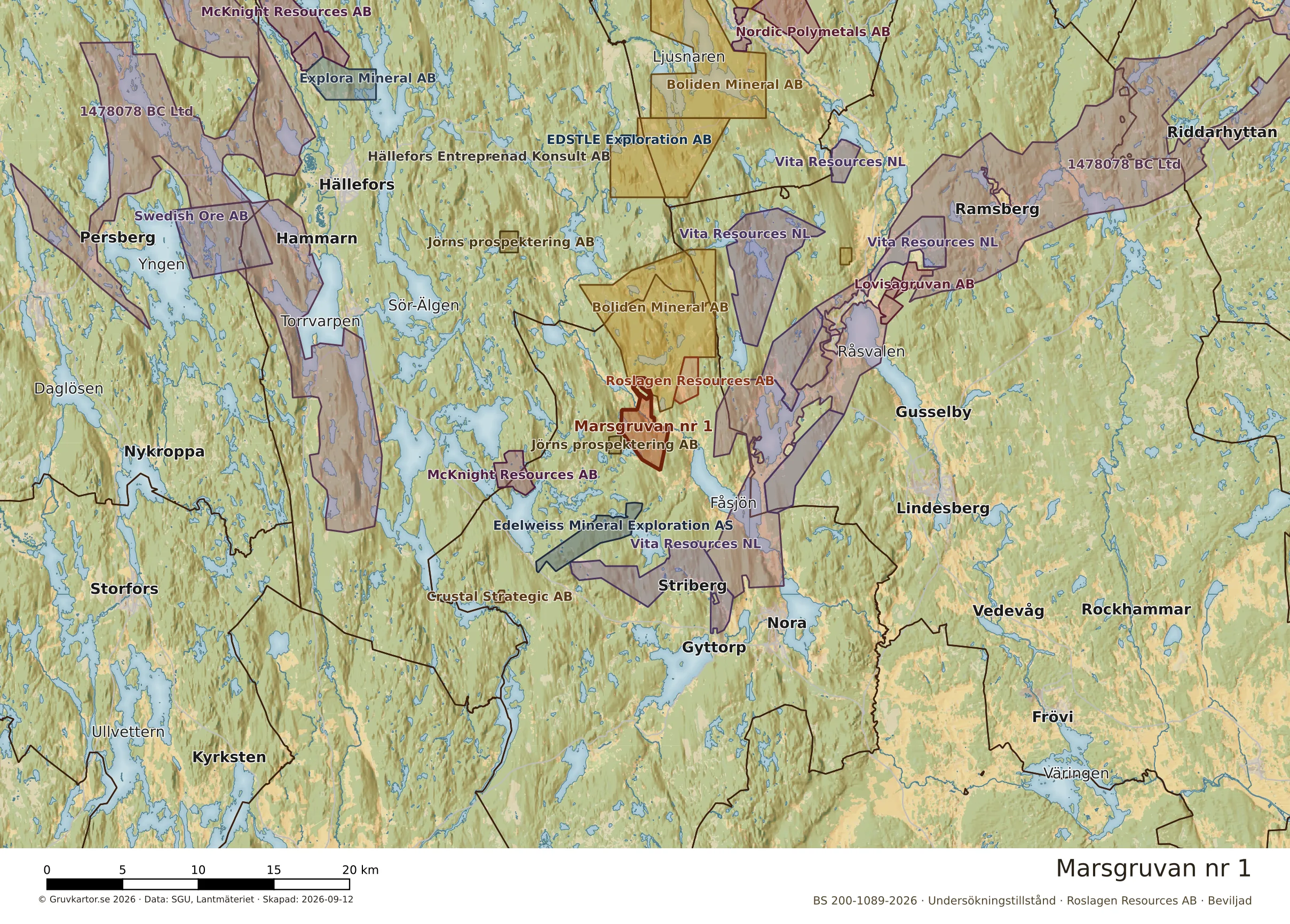 Översiktskarta över Marsgruvan nr 1 i sitt landskap