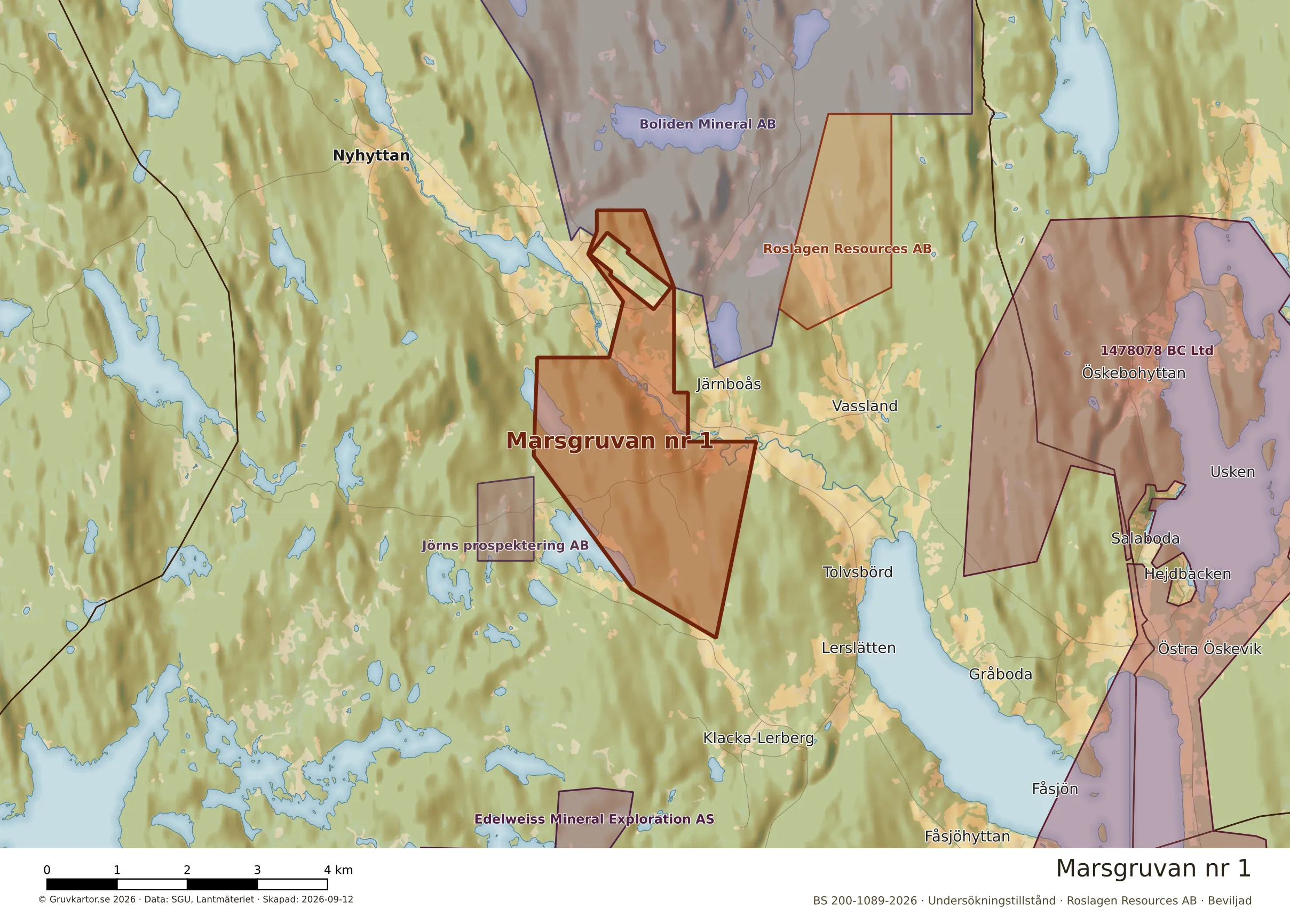 Närkarta över Marsgruvan nr 1