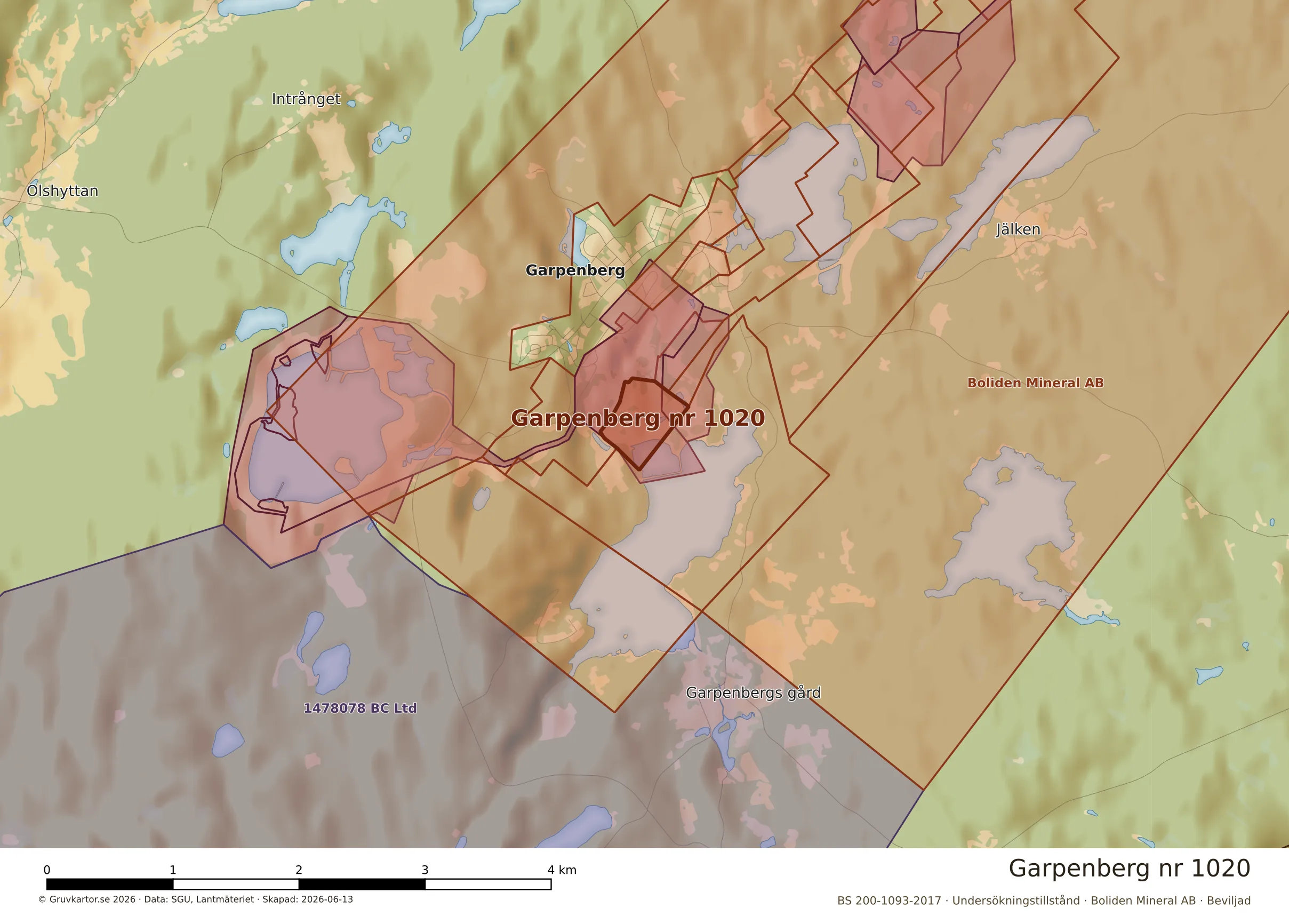 Närkarta över Garpenberg nr 1020