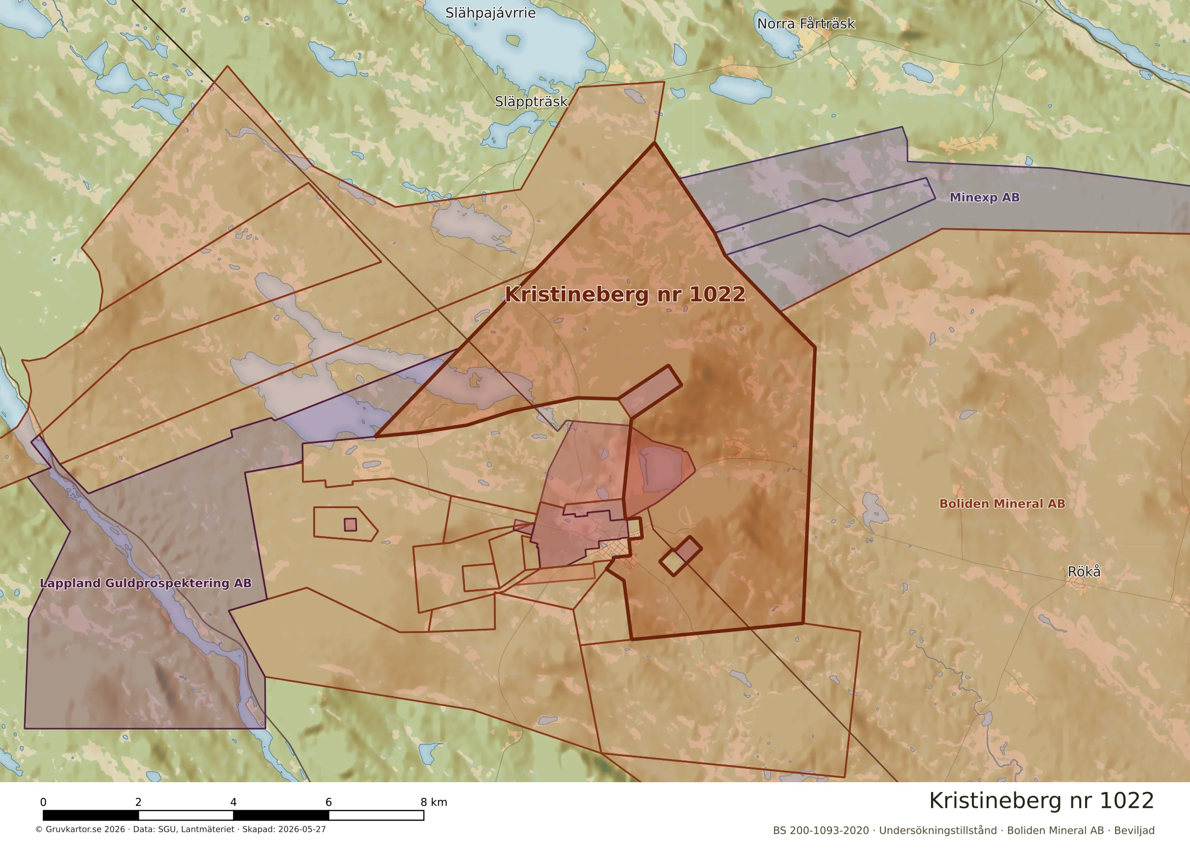 Närkarta över Kristineberg nr 1022