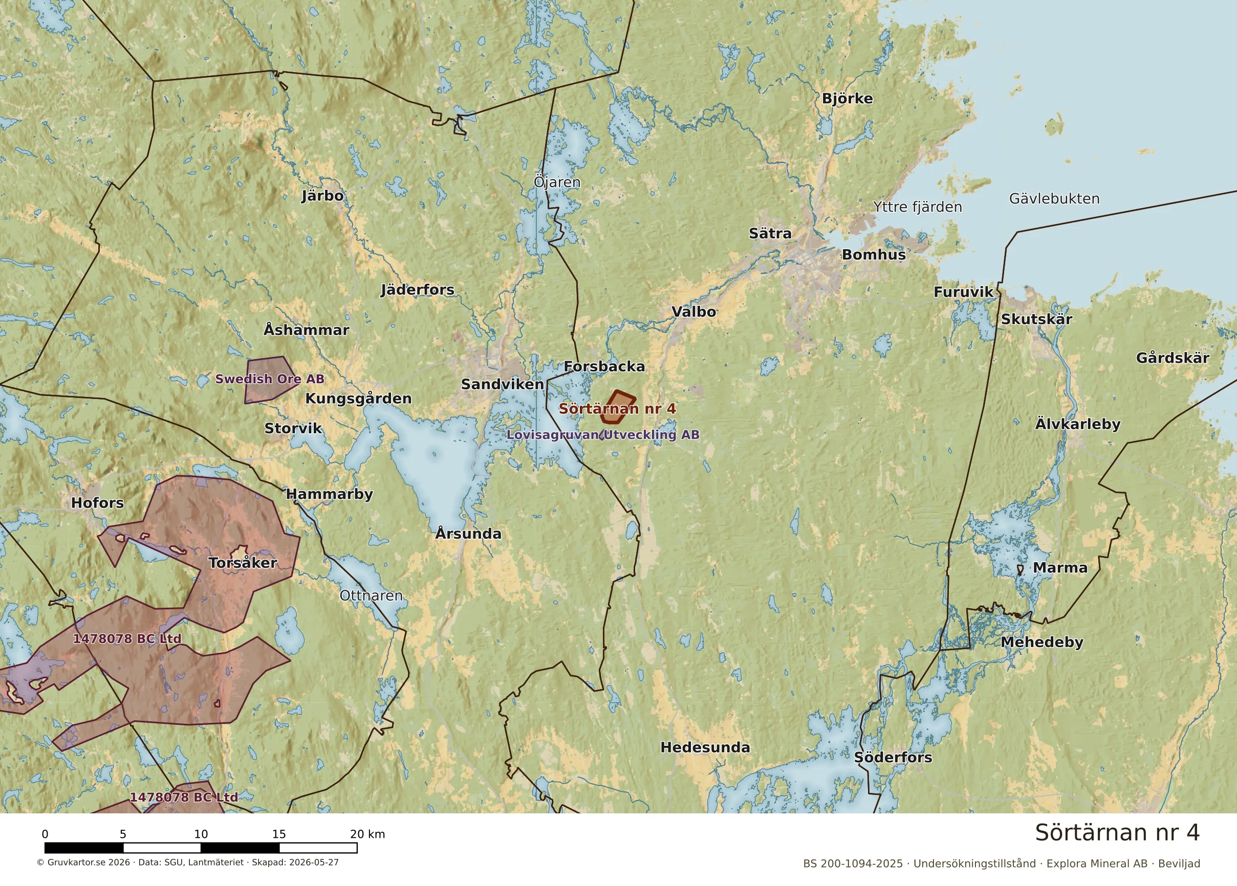 Översiktskarta över Sörtärnan nr 4 i sitt landskap