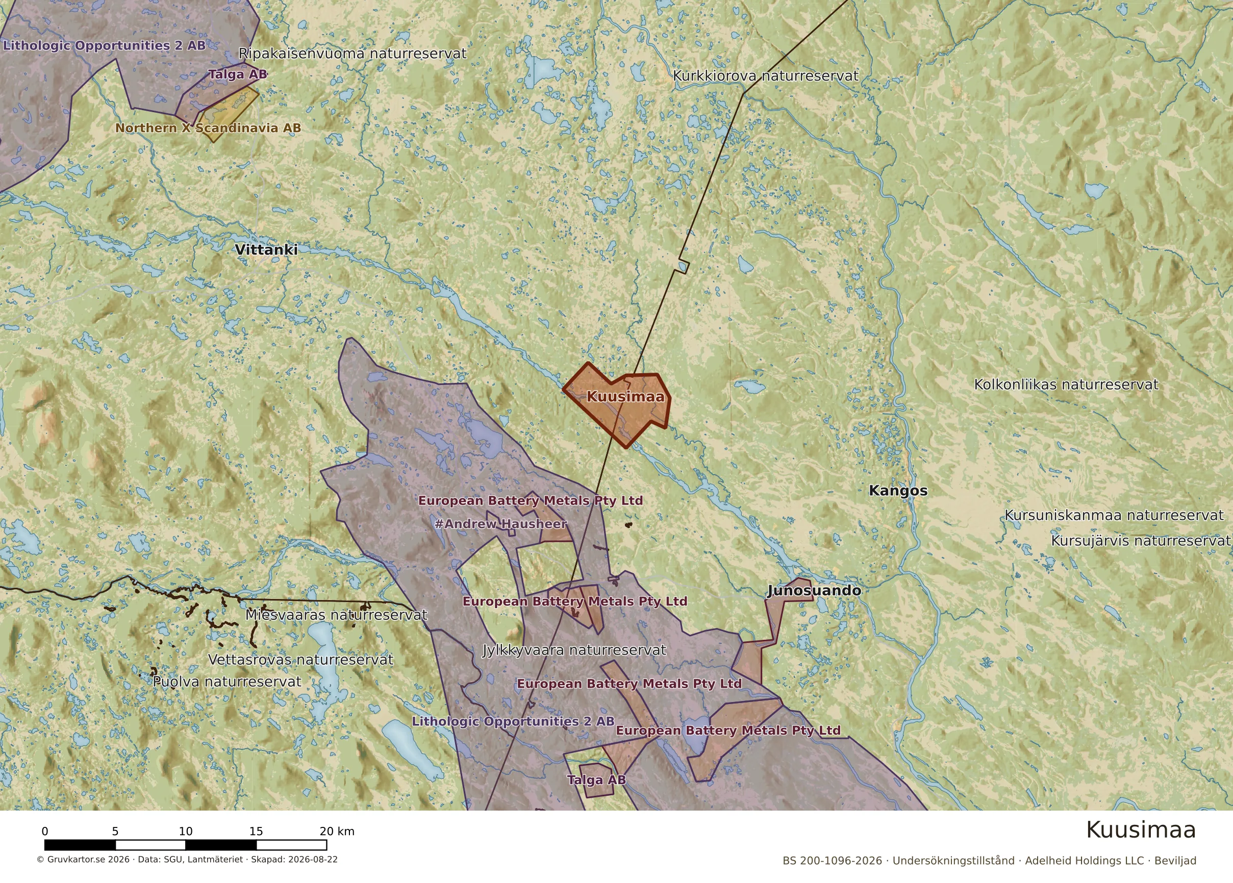 Översiktskarta över Kuusimaa i sitt landskap
