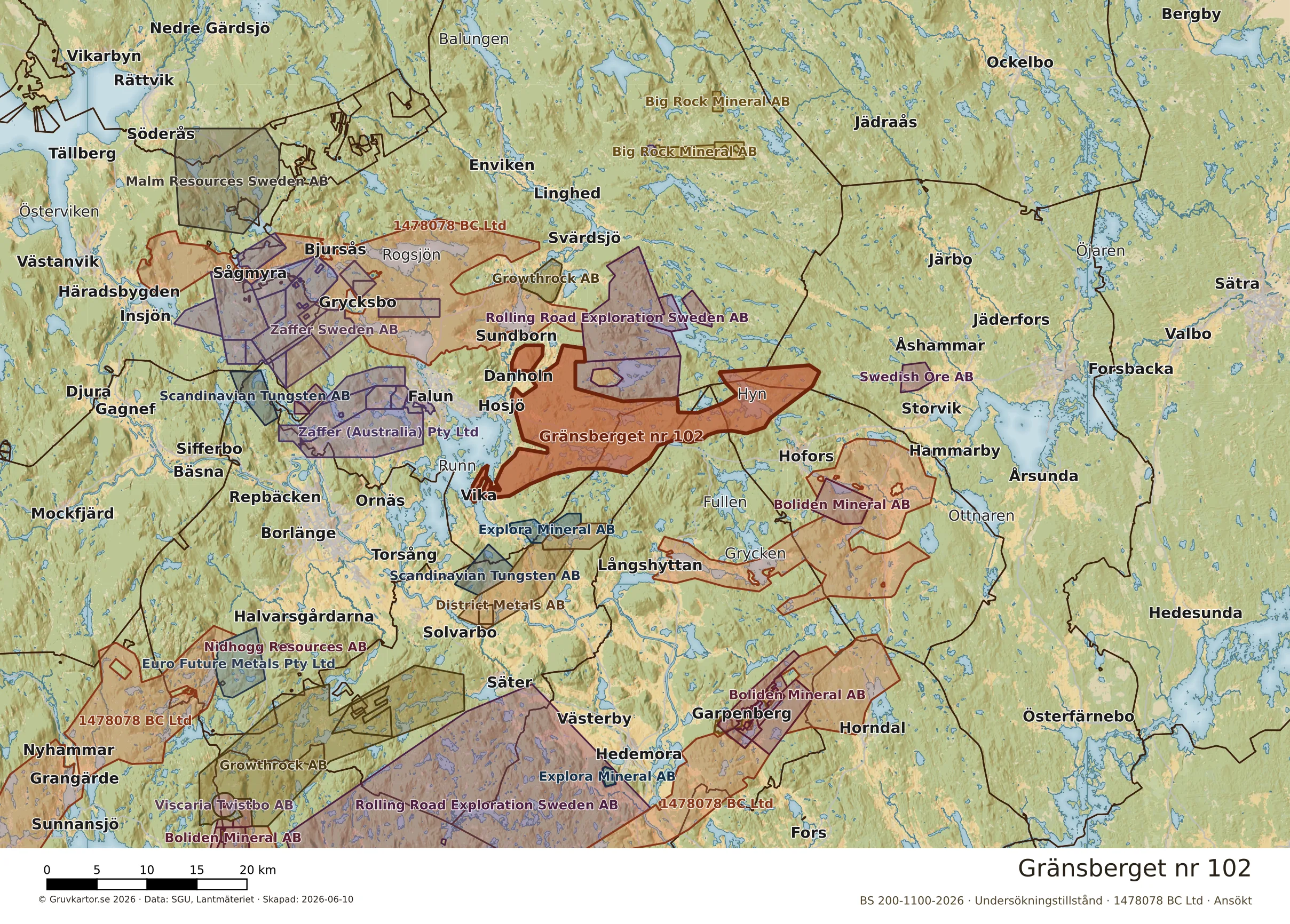 Översiktskarta över Gränsberget nr 102 i sitt landskap