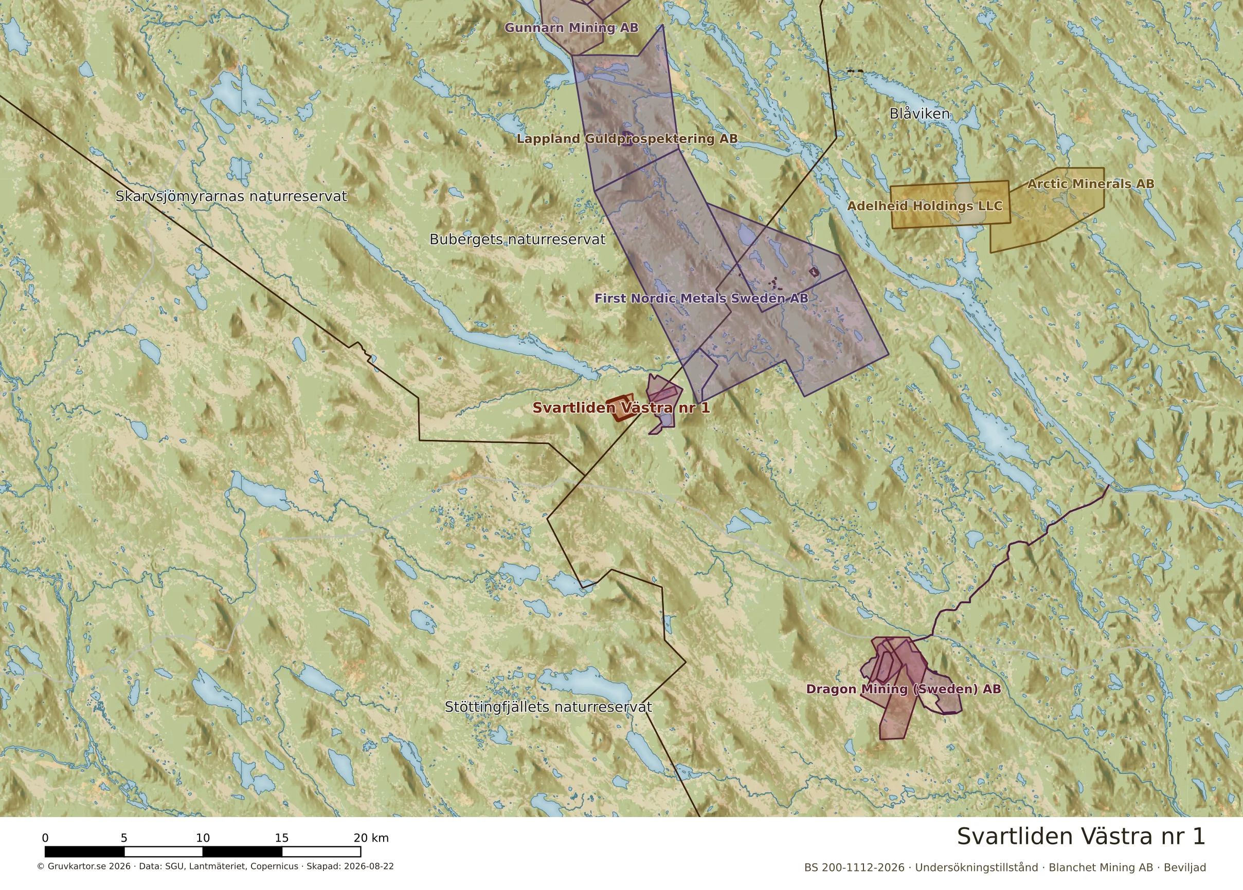 Översiktskarta över Svartliden Västra nr 1 i sitt landskap