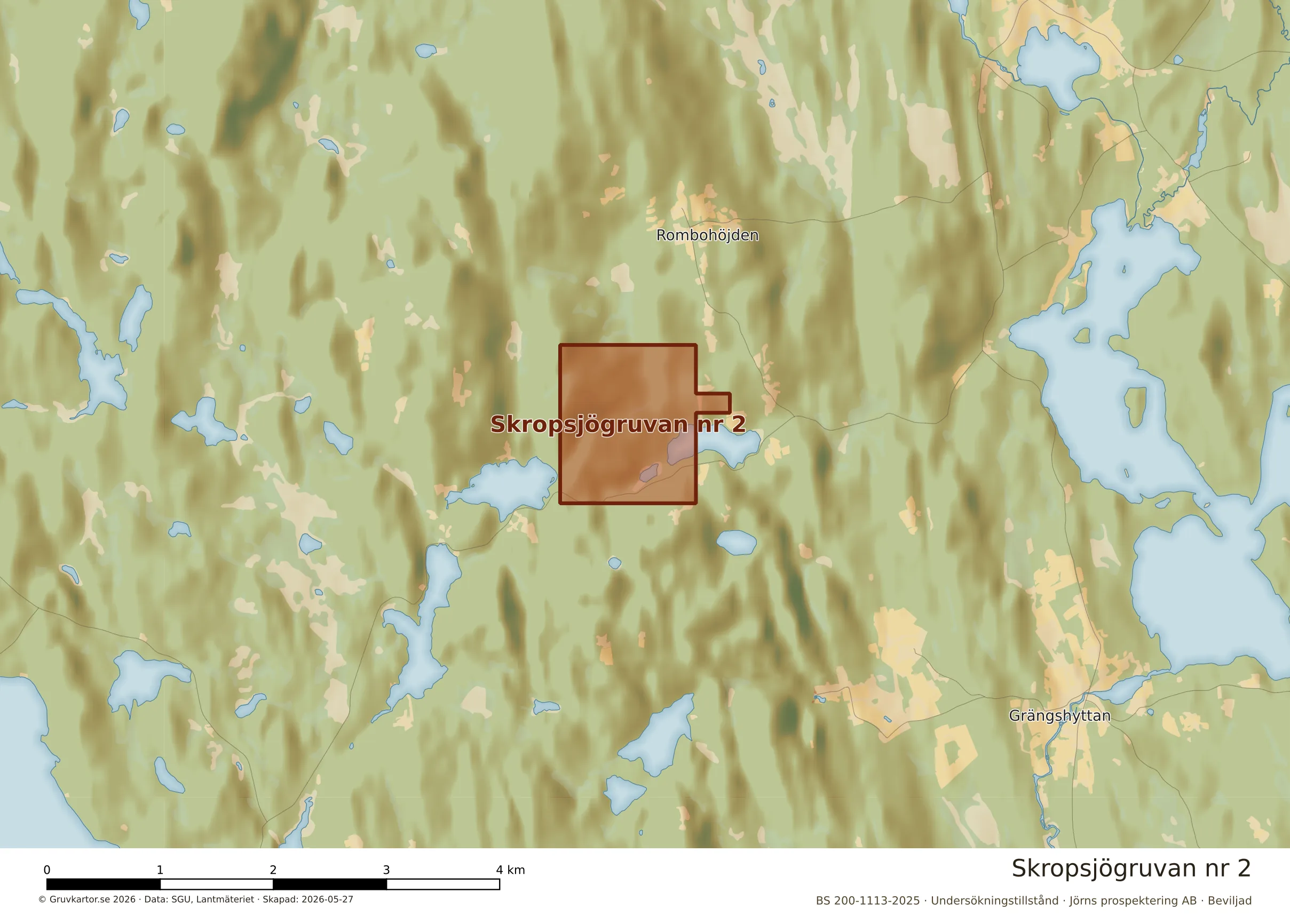 Närkarta över Skropsjögruvan nr 2