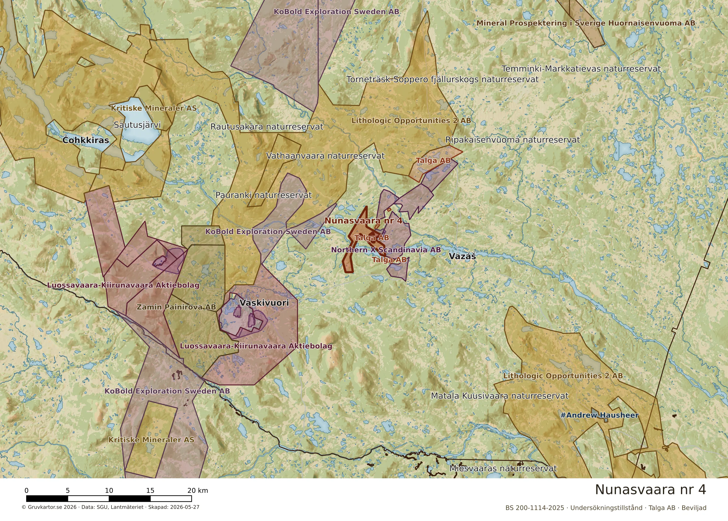 Översiktskarta över Nunasvaara nr 4 i sitt landskap