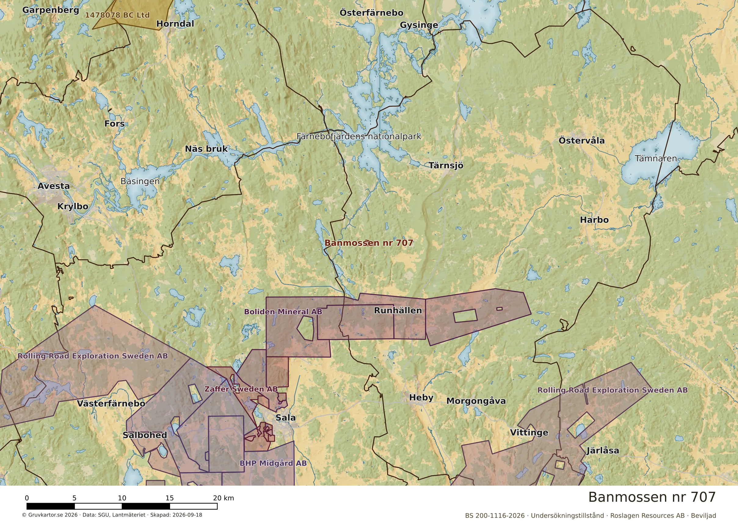 Översiktskarta över Banmossen nr 707 i sitt landskap
