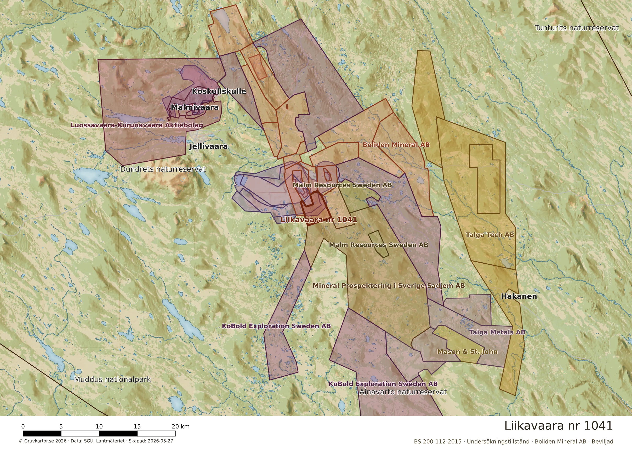Översiktskarta över Liikavaara nr 1041 i sitt landskap
