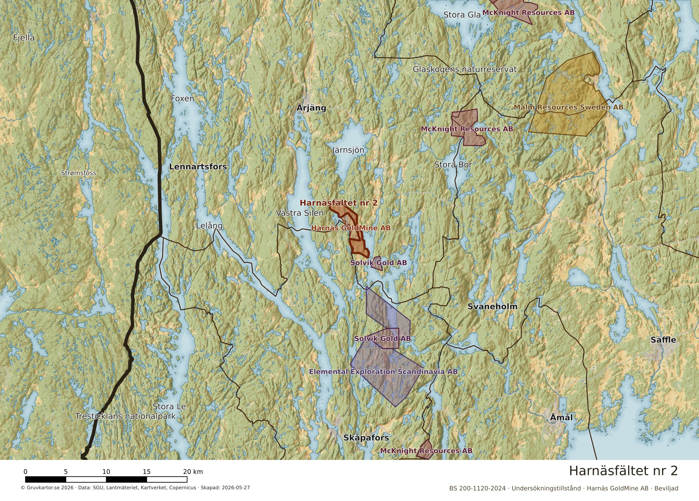 Översiktskarta över Harnäsfältet nr 2 i sitt landskap