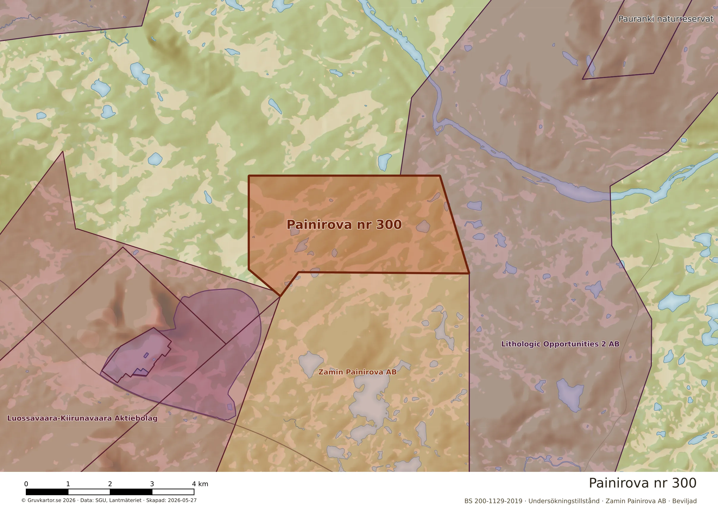 Närkarta över Painirova nr 300