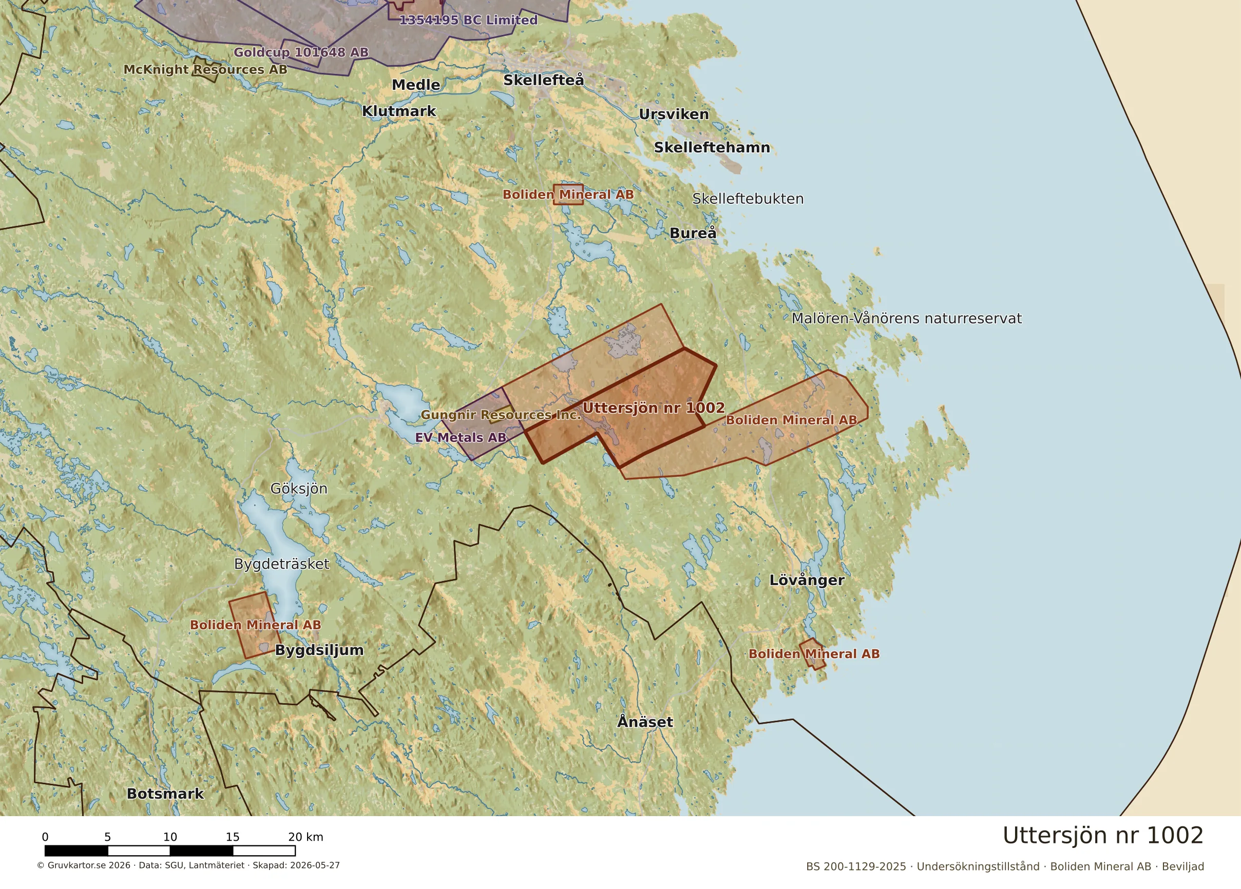 Översiktskarta över Uttersjön nr 1002 i sitt landskap