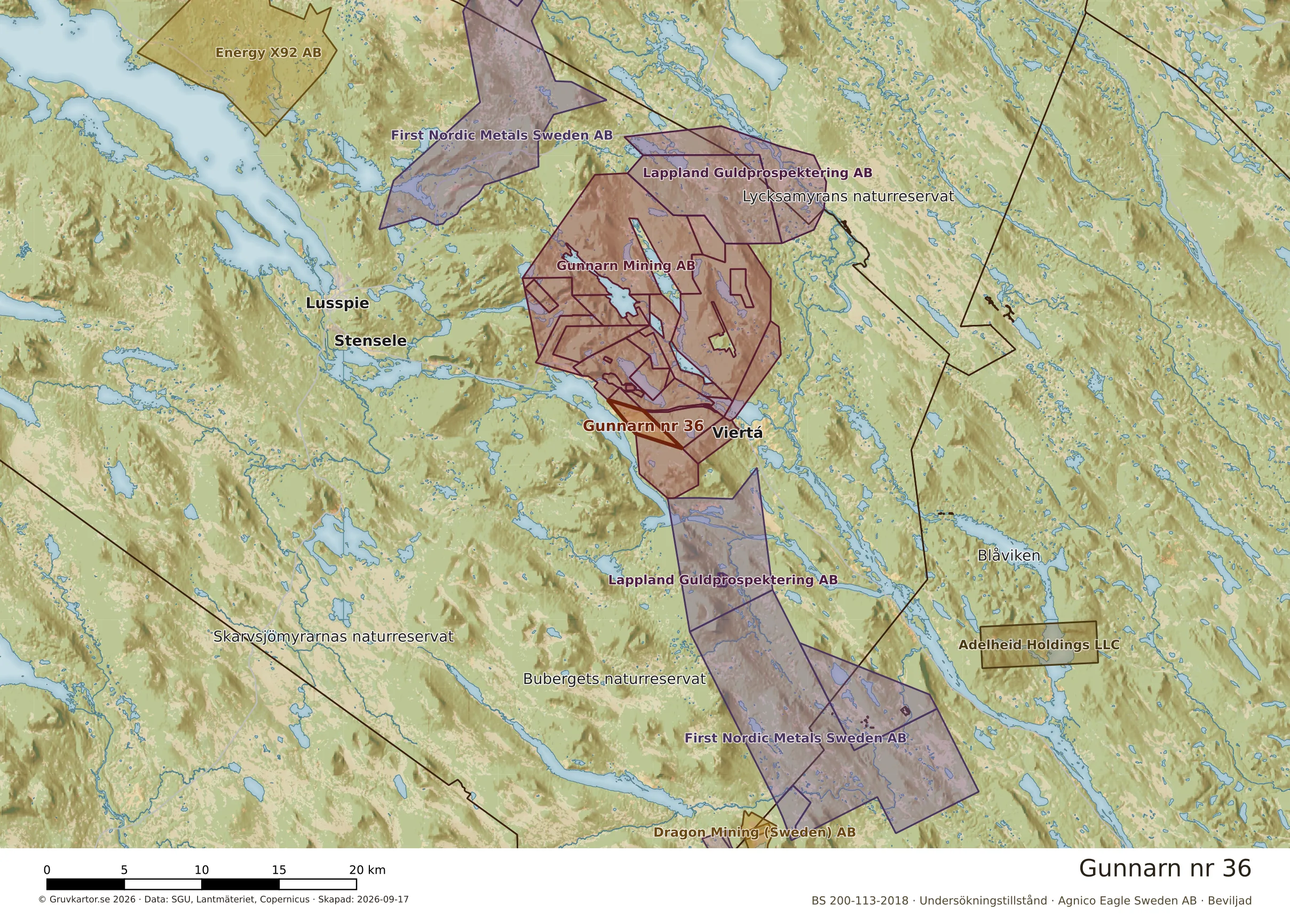 Översiktskarta över Gunnarn nr 36 i sitt landskap