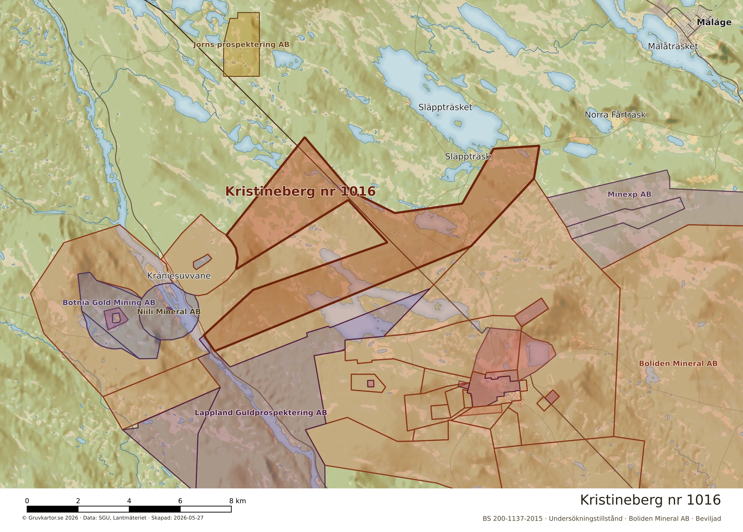 Närkarta över Kristineberg nr 1016