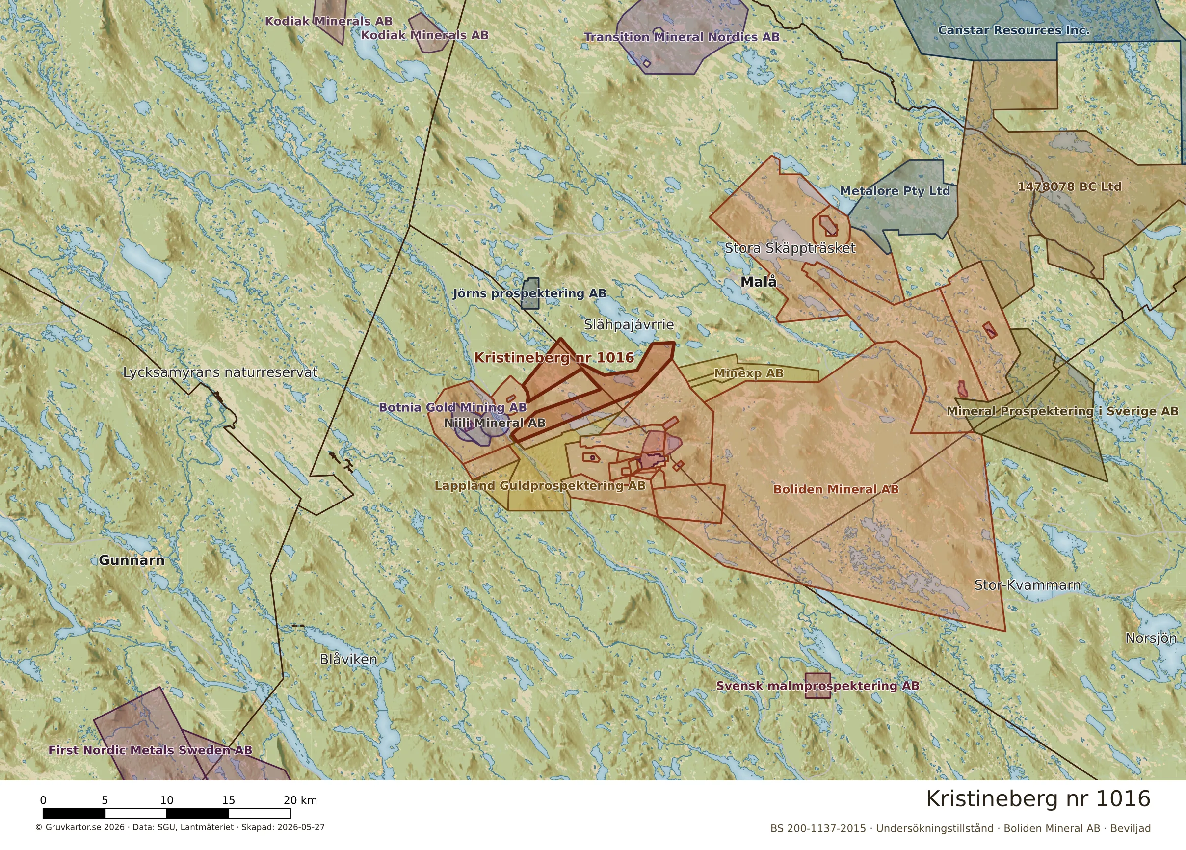 Översiktskarta över Kristineberg nr 1016 i sitt landskap