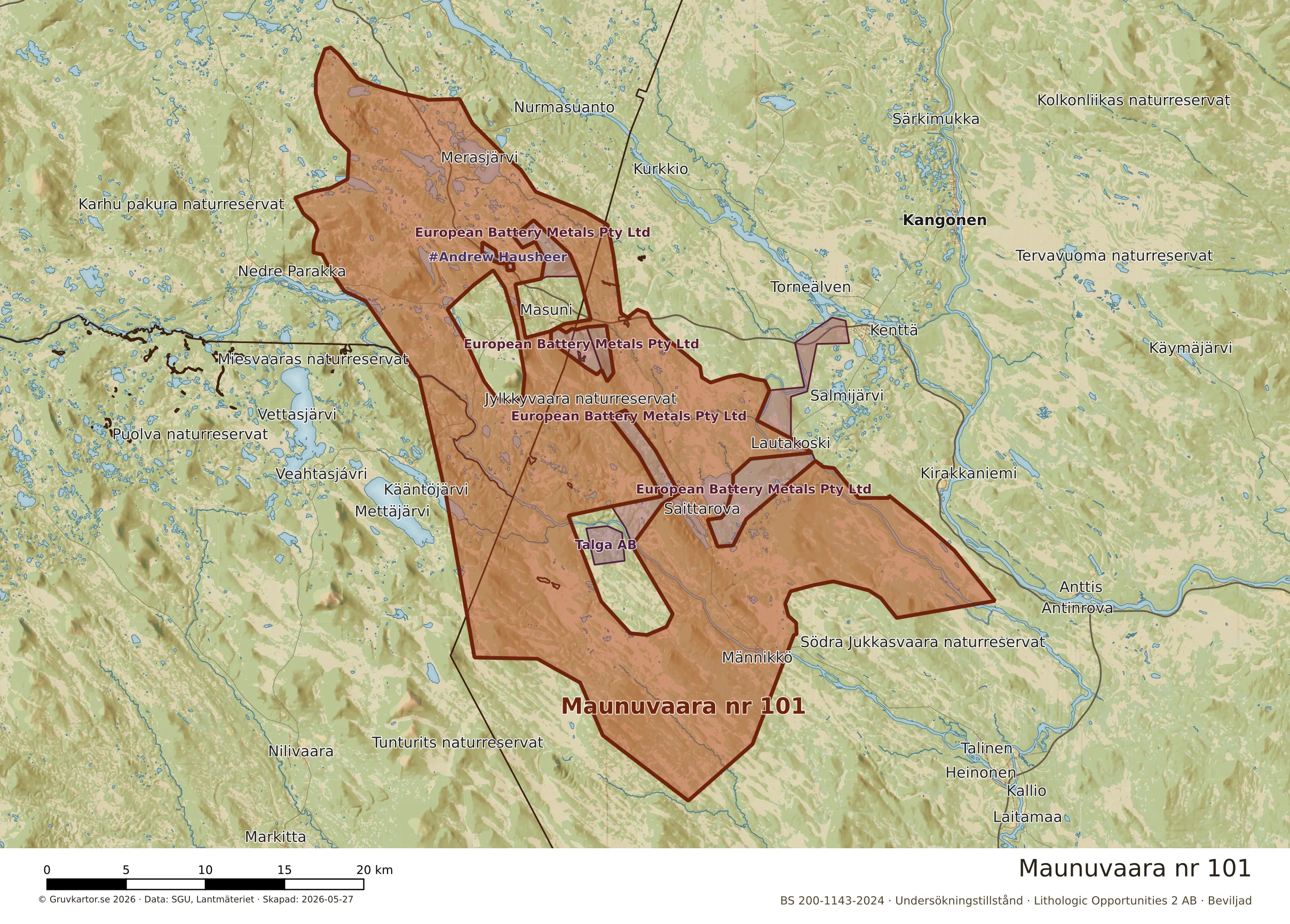 Närkarta över Maunuvaara nr 101