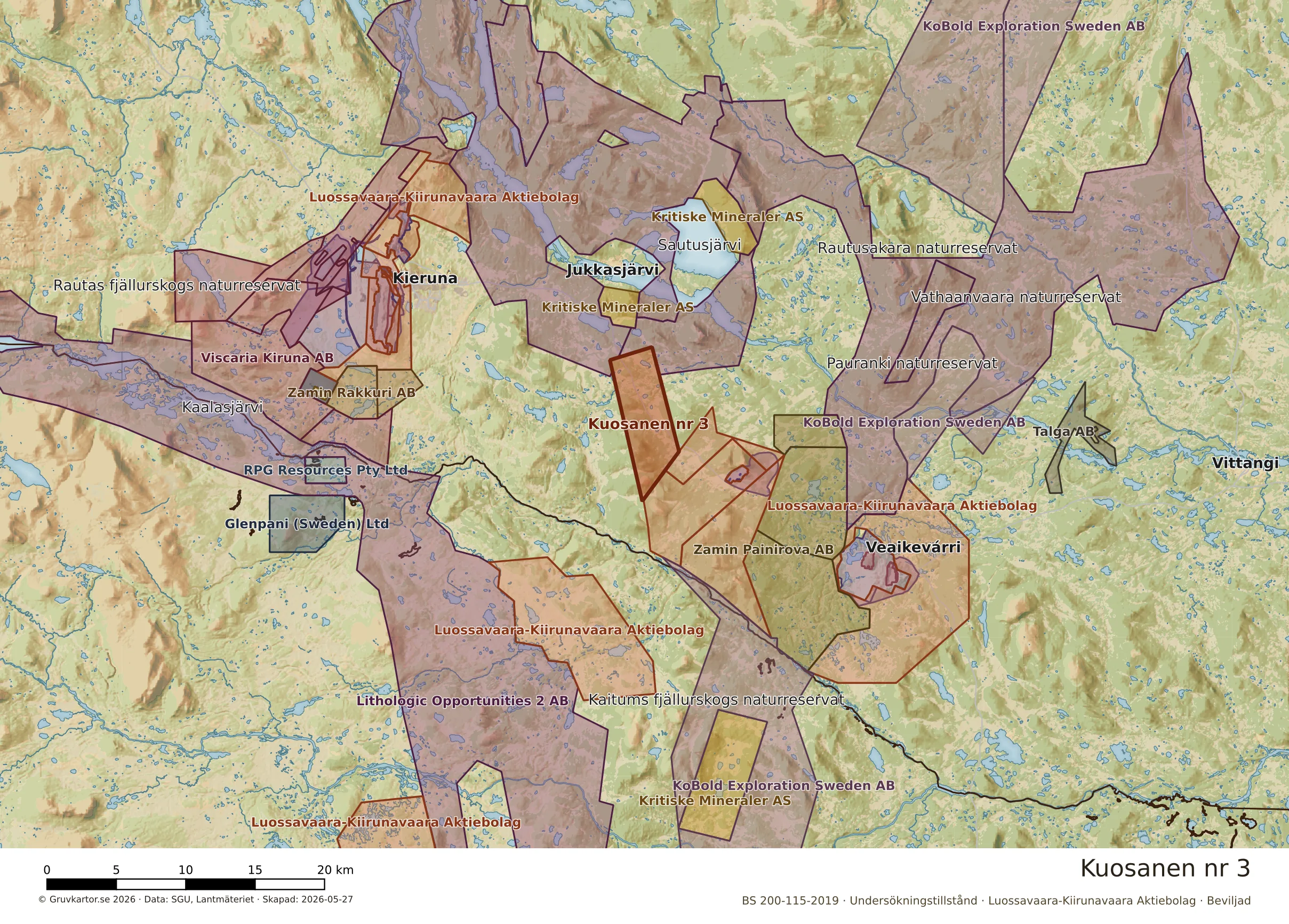 Översiktskarta över Kuosanen nr 3 i sitt landskap