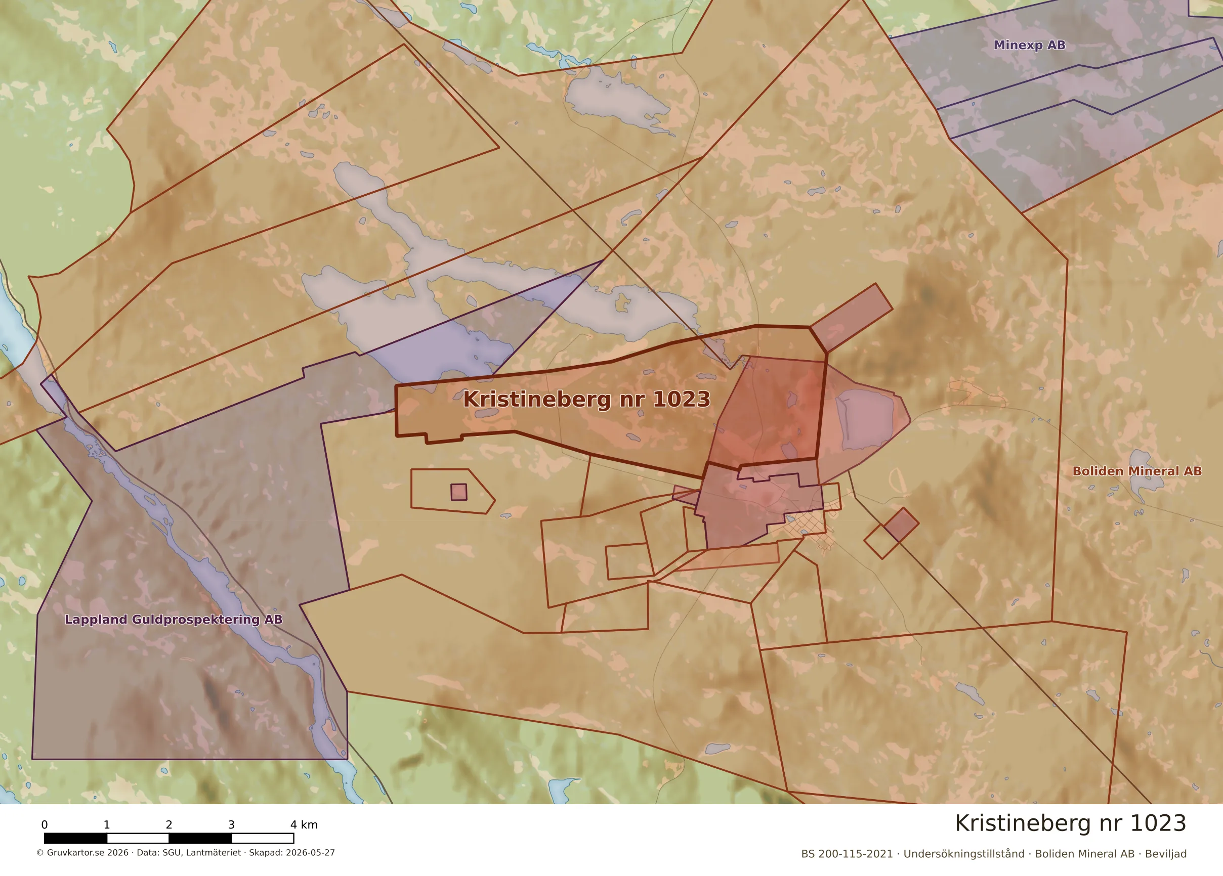 Närkarta över Kristineberg nr 1023