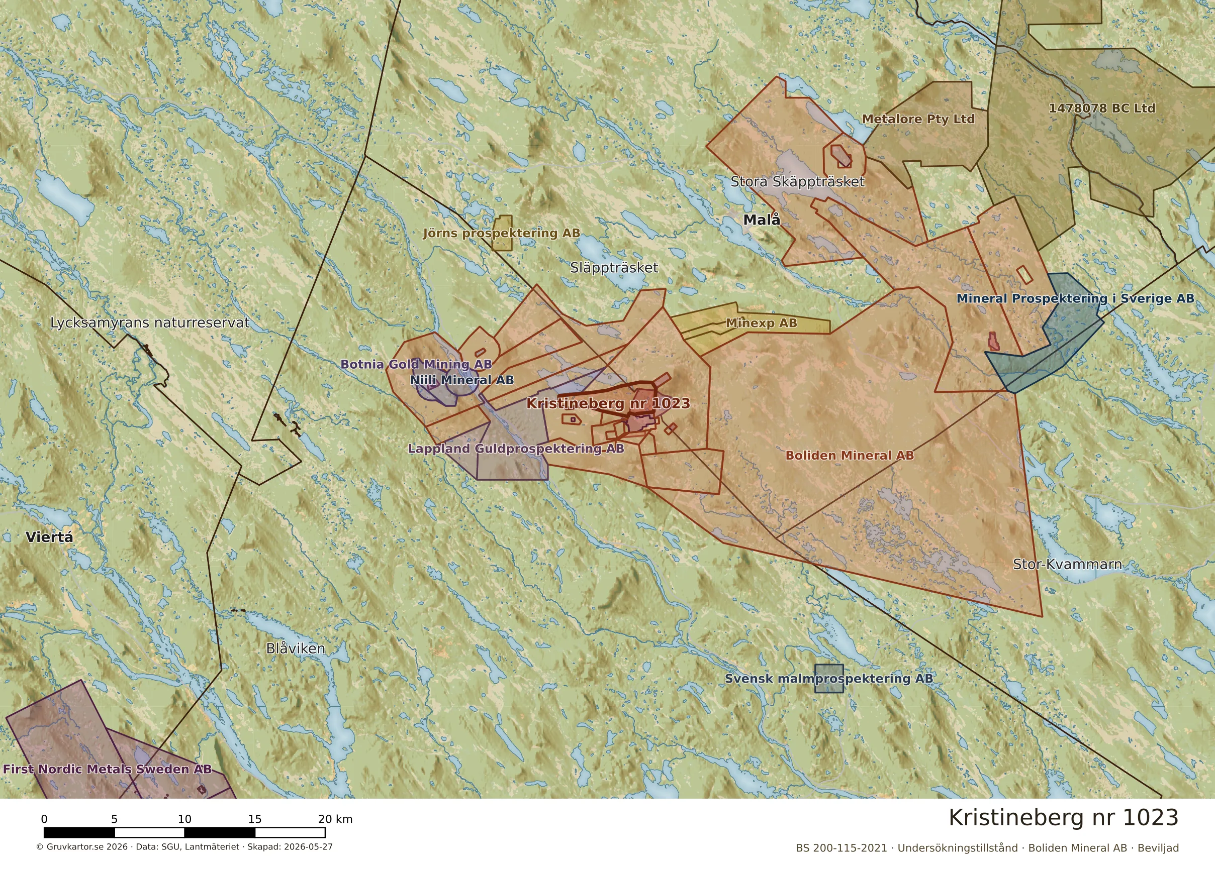 Översiktskarta över Kristineberg nr 1023 i sitt landskap