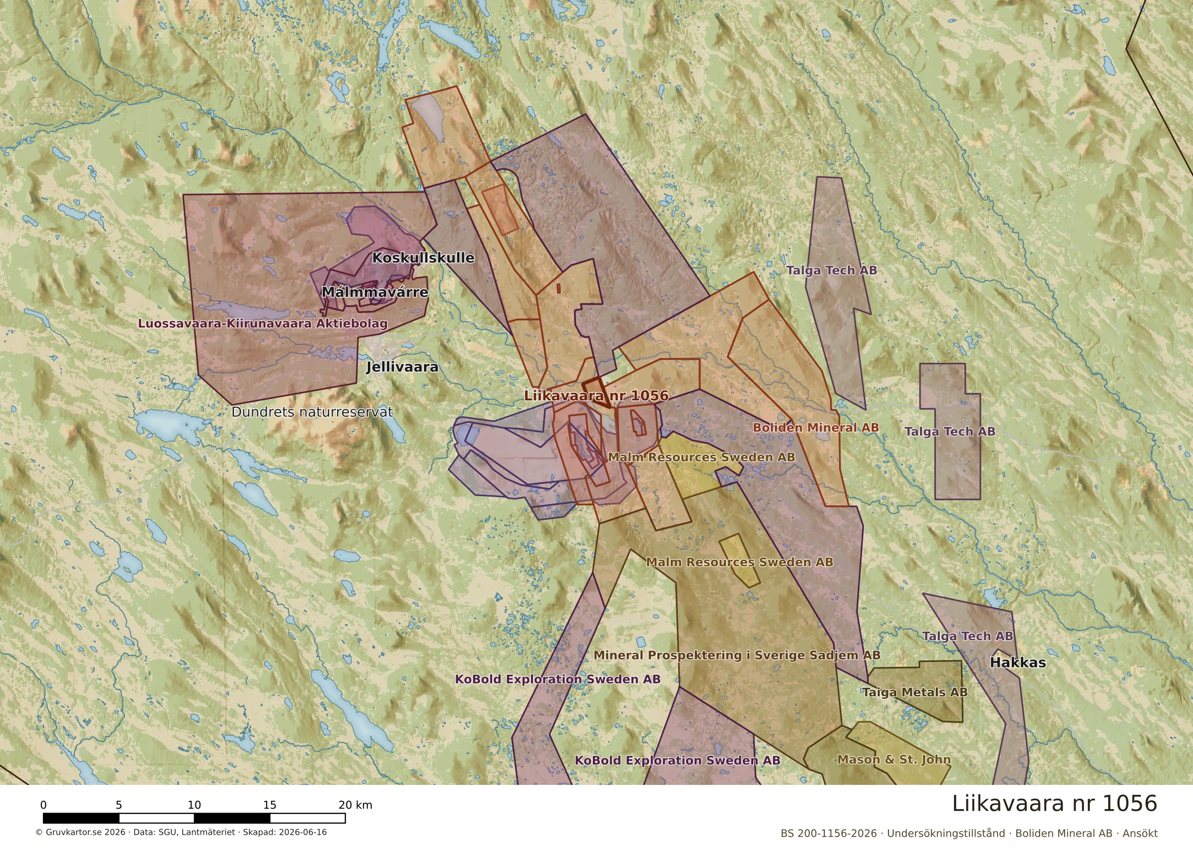 Översiktskarta över Liikavaara nr 1056 i sitt landskap