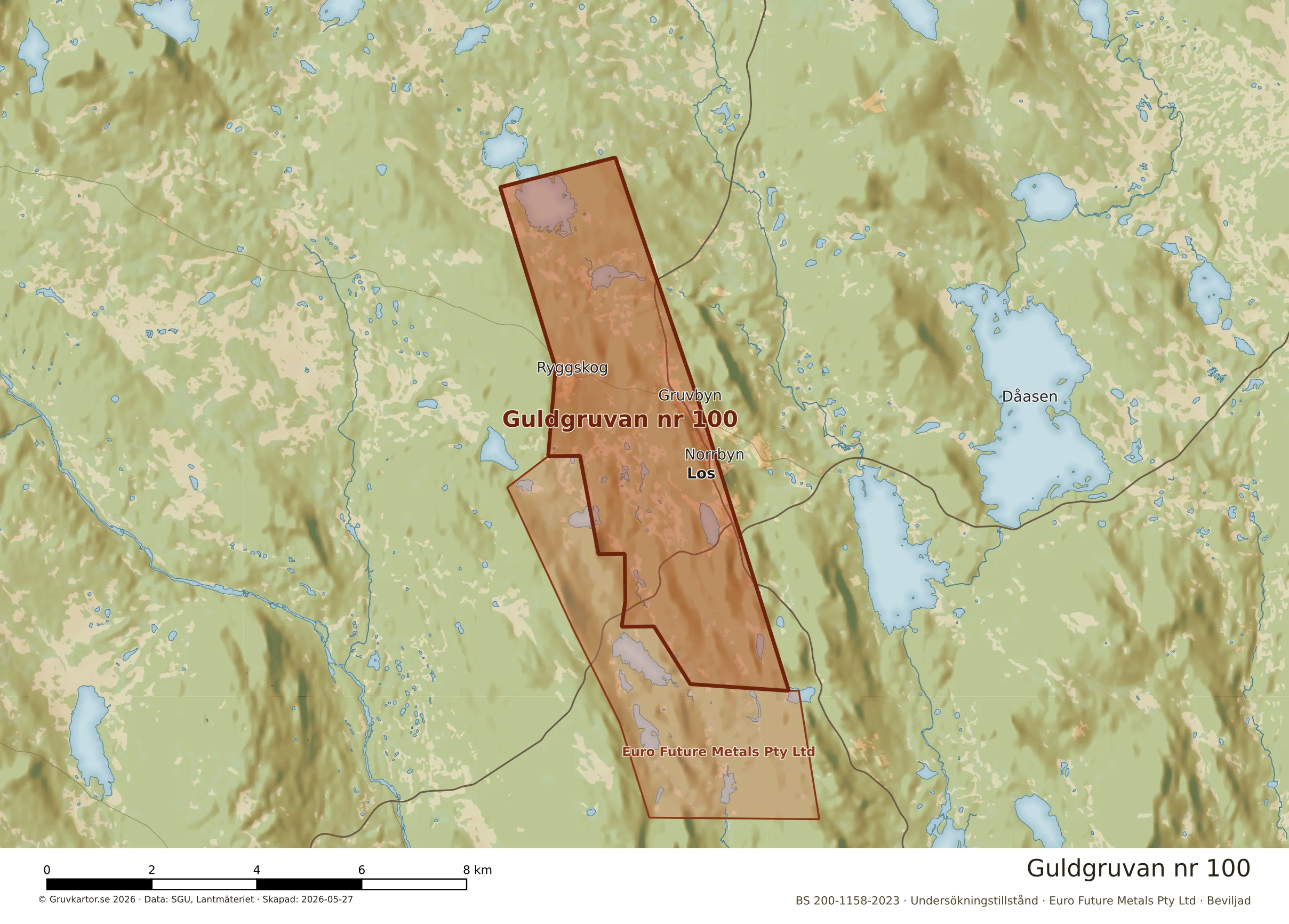 Närkarta över Guldgruvan nr 100