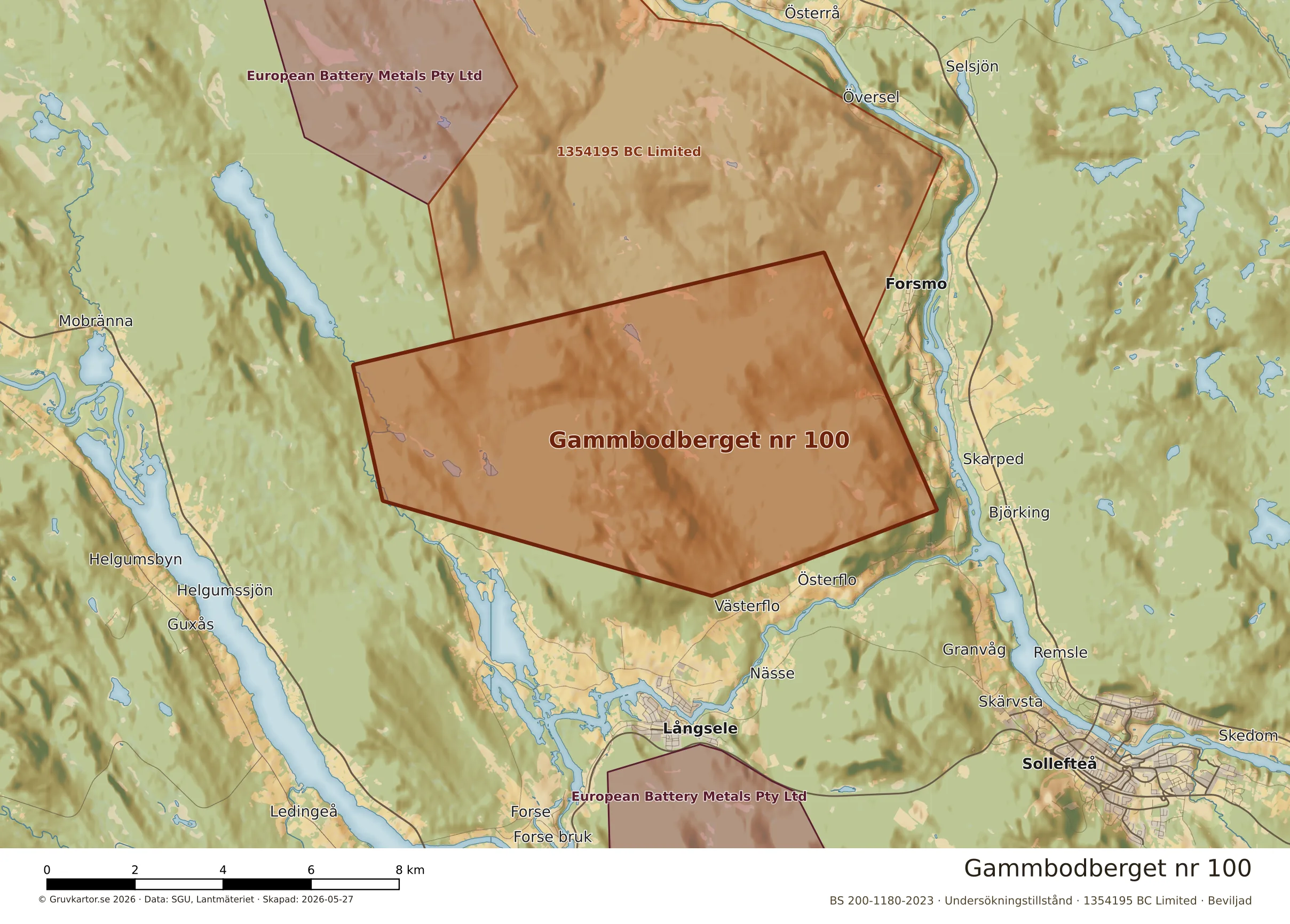 Närkarta över Gammbodberget nr 100