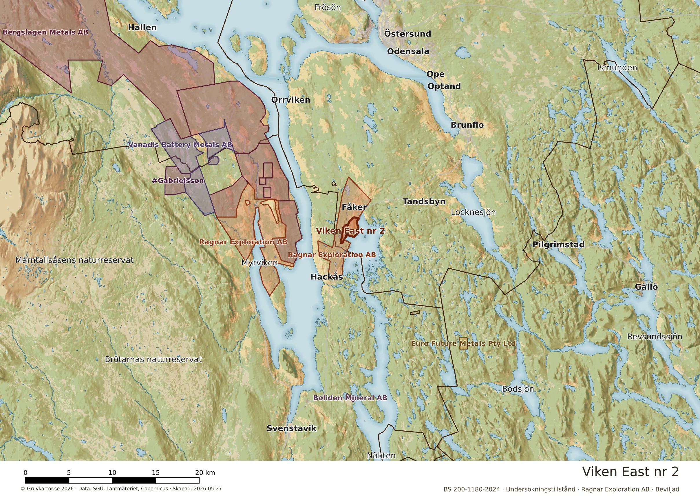 Översiktskarta över Viken East nr 2 i sitt landskap