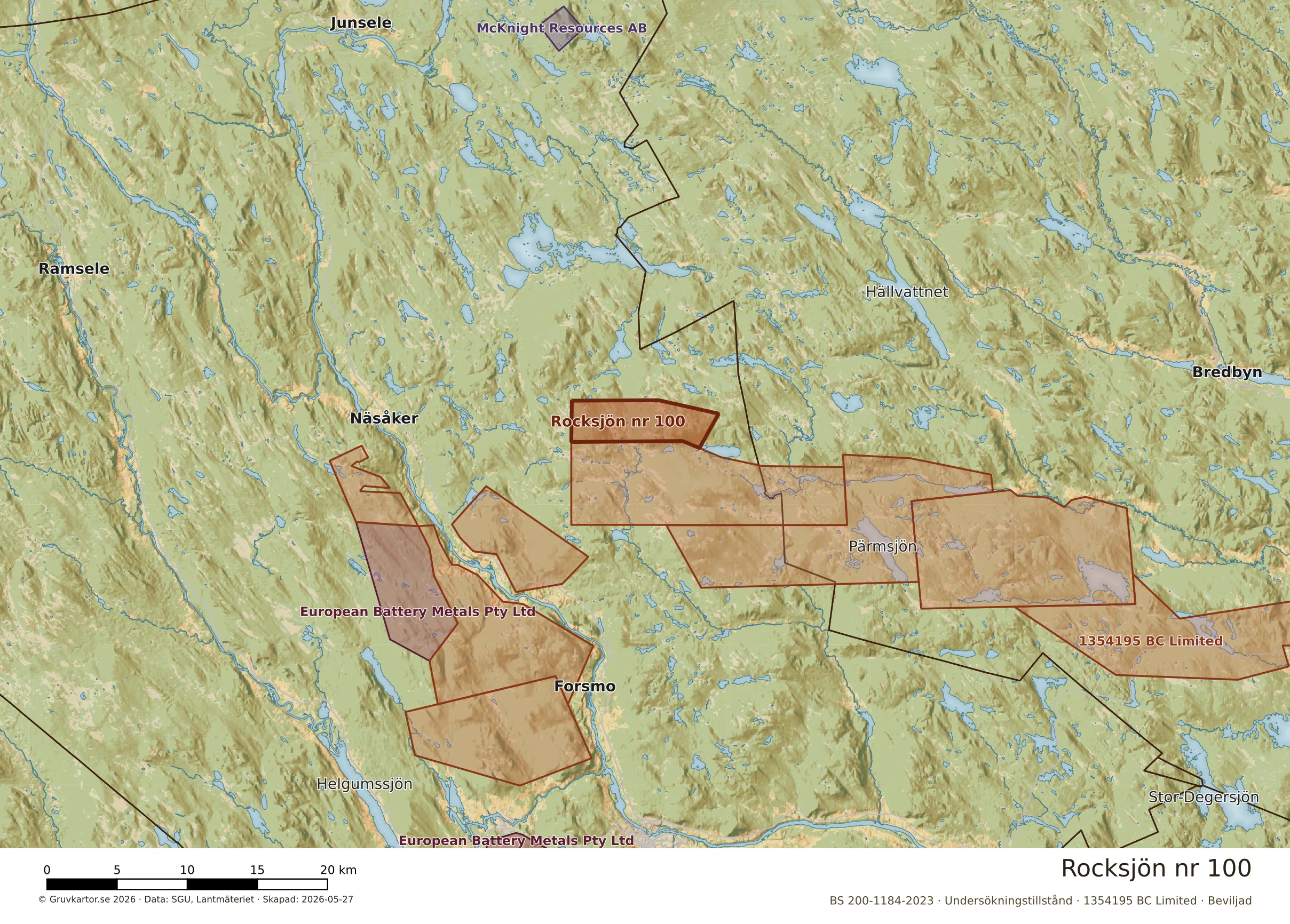 Översiktskarta över Rocksjön nr 100 i sitt landskap