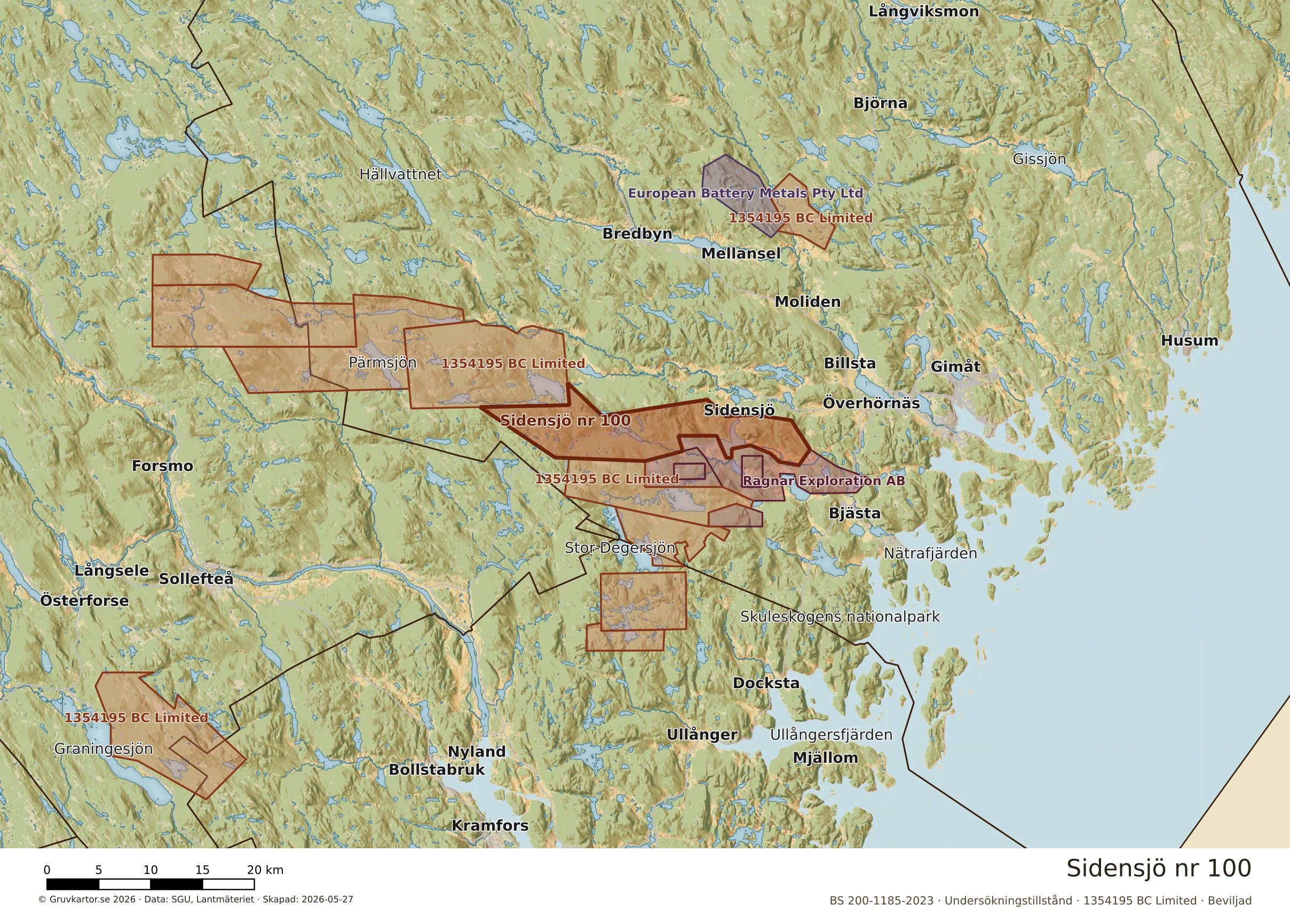 Översiktskarta över Sidensjö nr 100 i sitt landskap