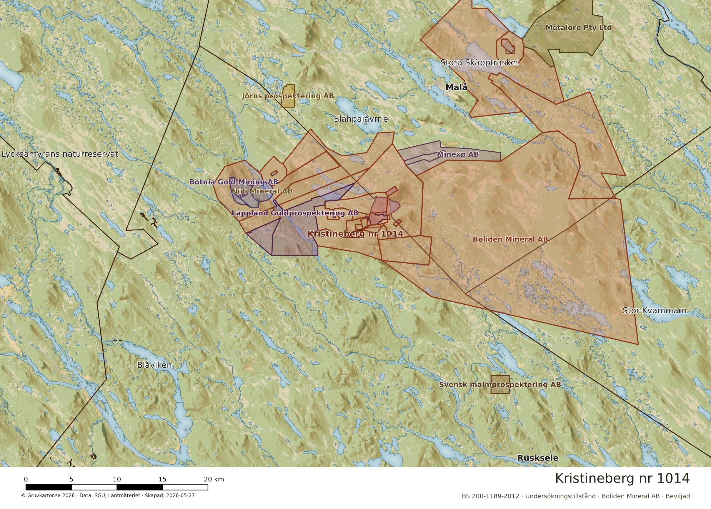 Översiktskarta över Kristineberg nr 1014 i sitt landskap