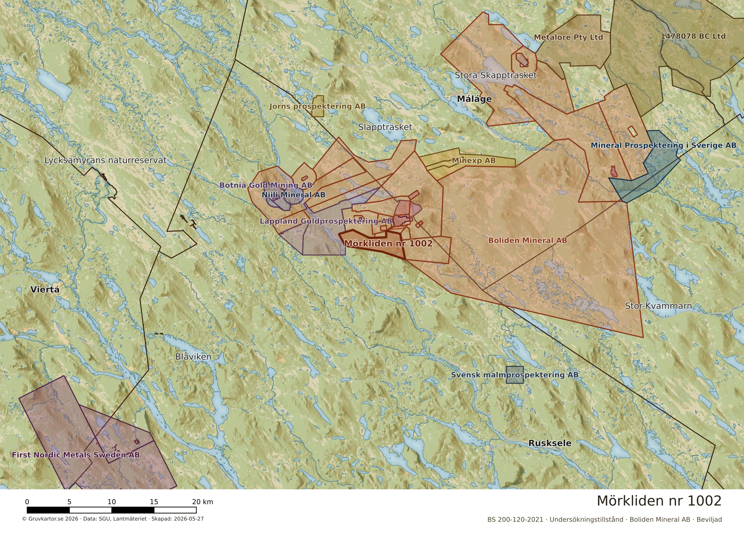 Översiktskarta över Mörkliden nr 1002 i sitt landskap