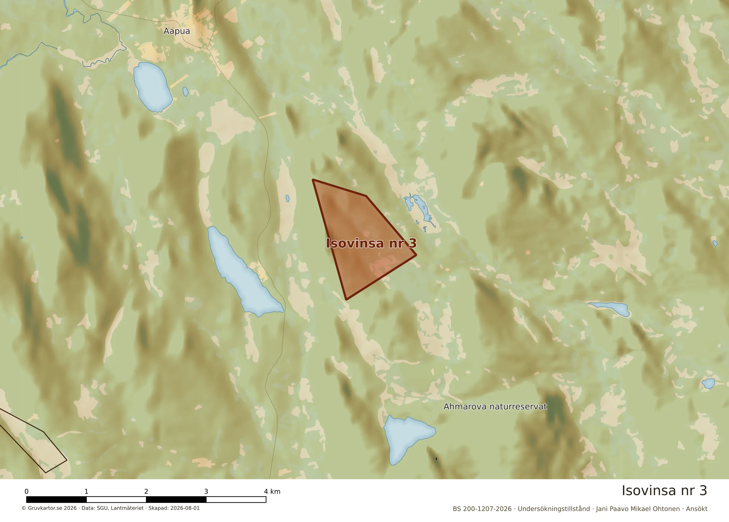 Närkarta över Isovinsa Aapua