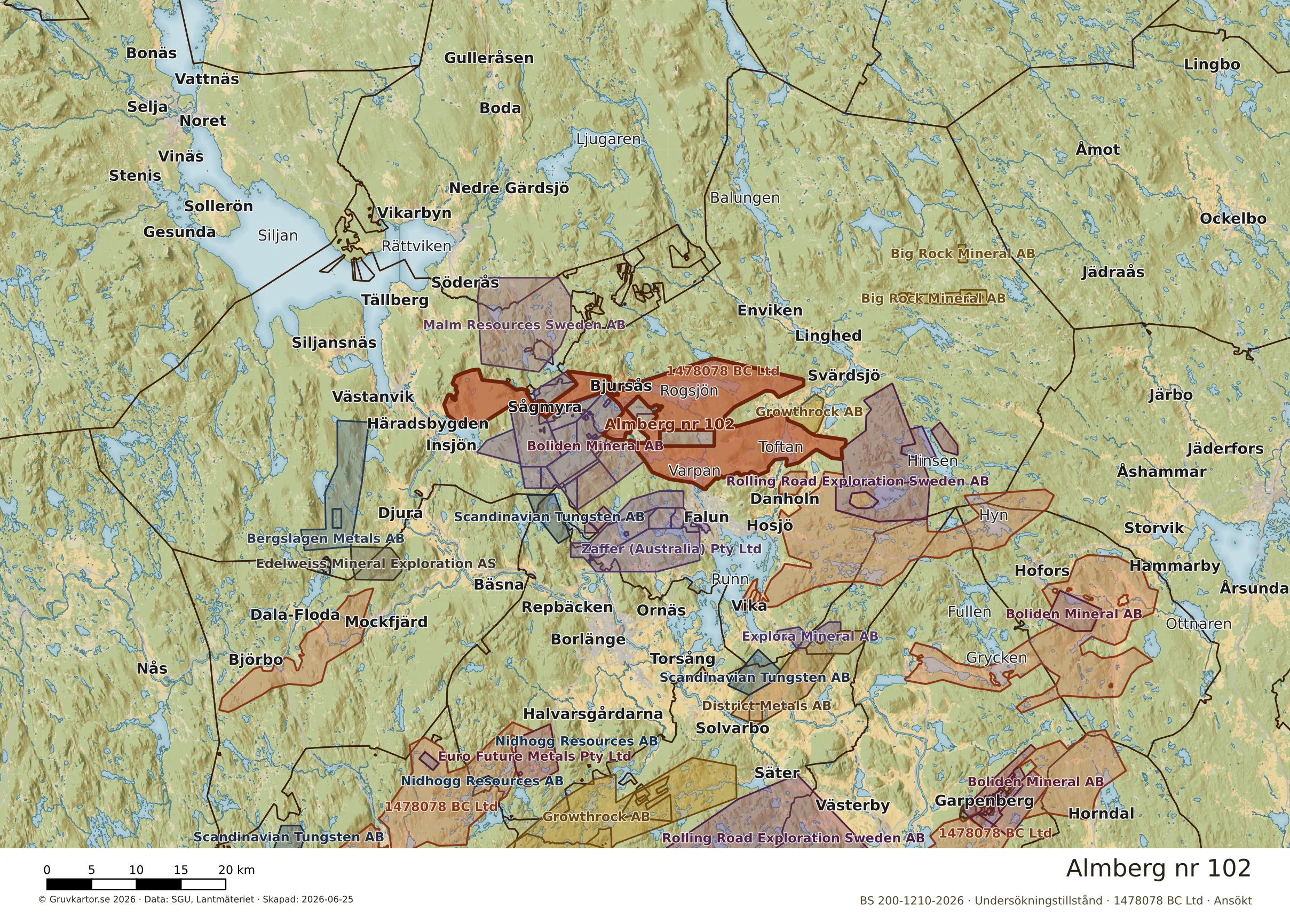 Översiktskarta över Almberg nr 102 i sitt landskap