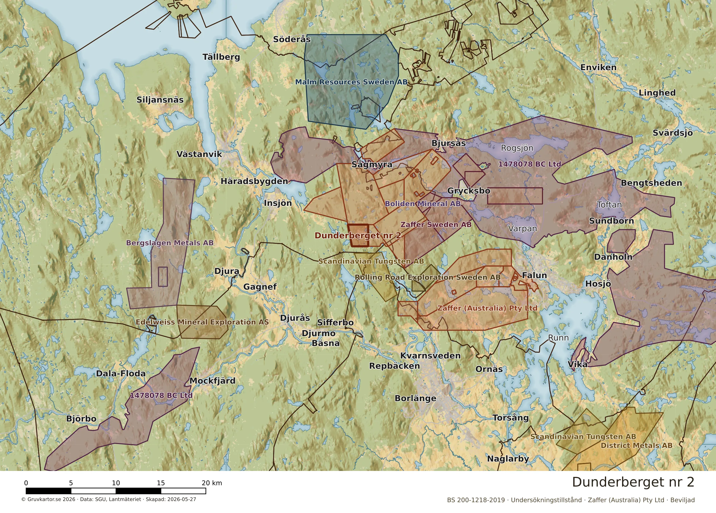 Översiktskarta över Dunderberget nr 2 i sitt landskap