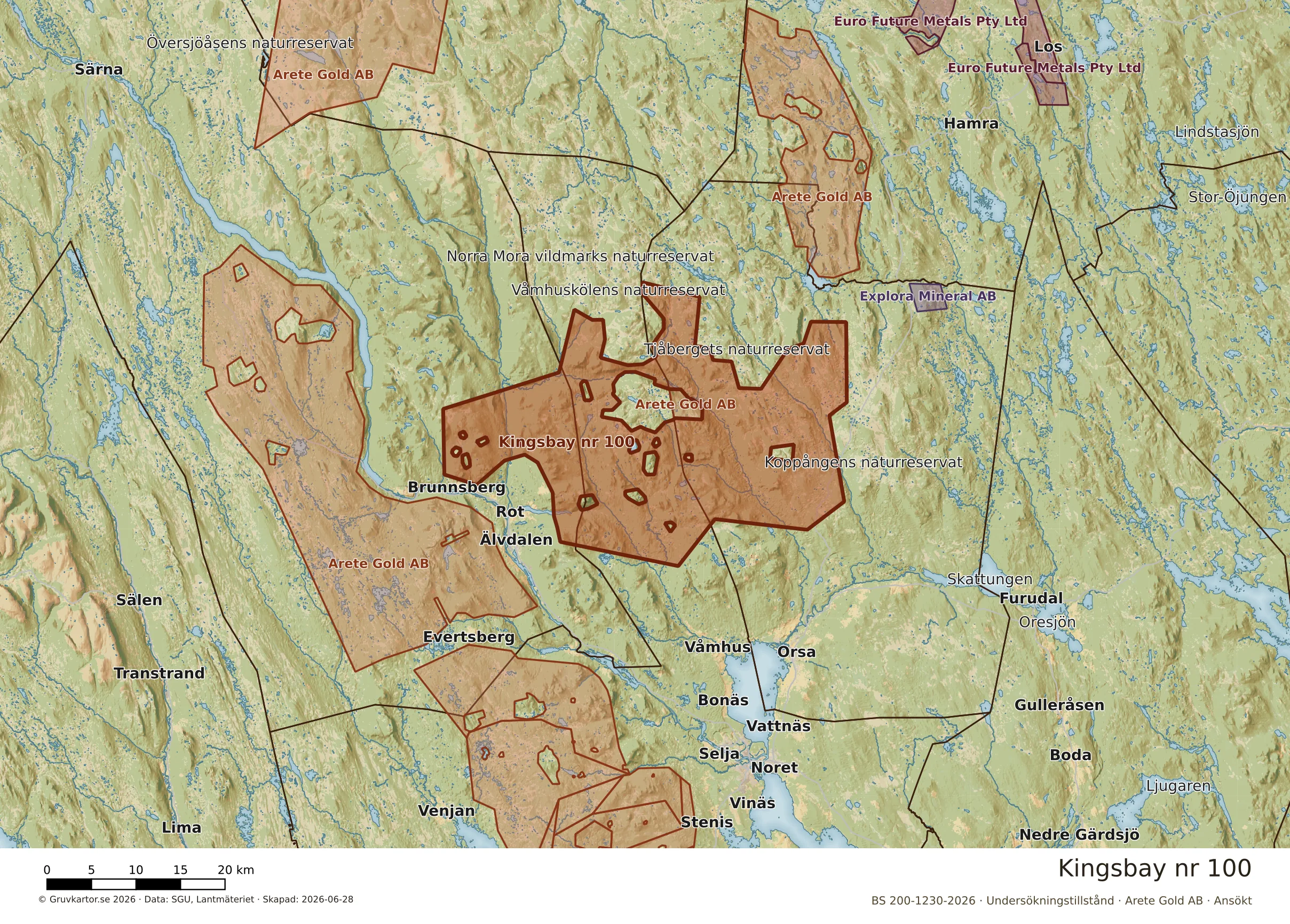 Översiktskarta över Kingsbay nr 100 i sitt landskap