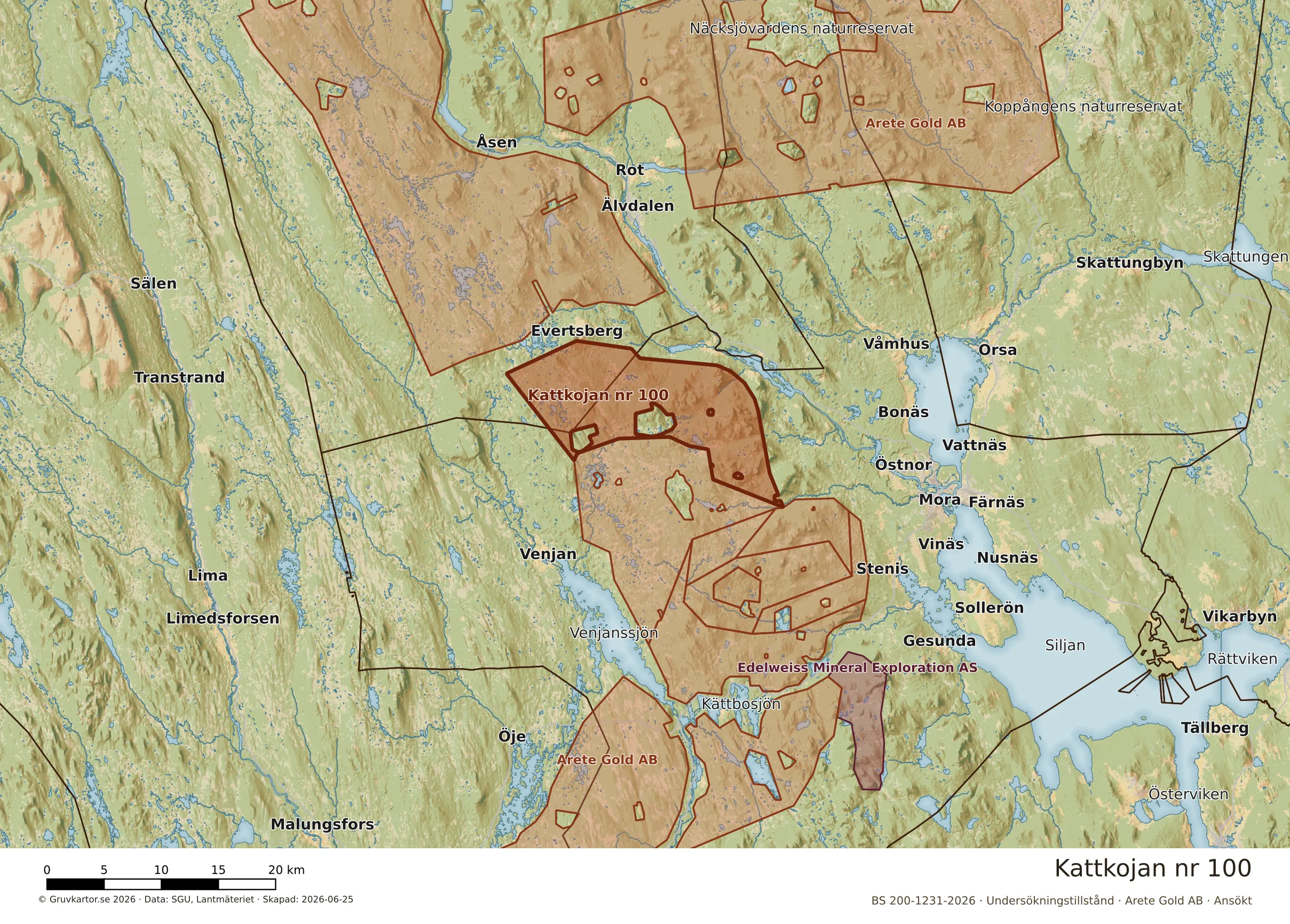 Översiktskarta över Kattkojan nr 100 i sitt landskap
