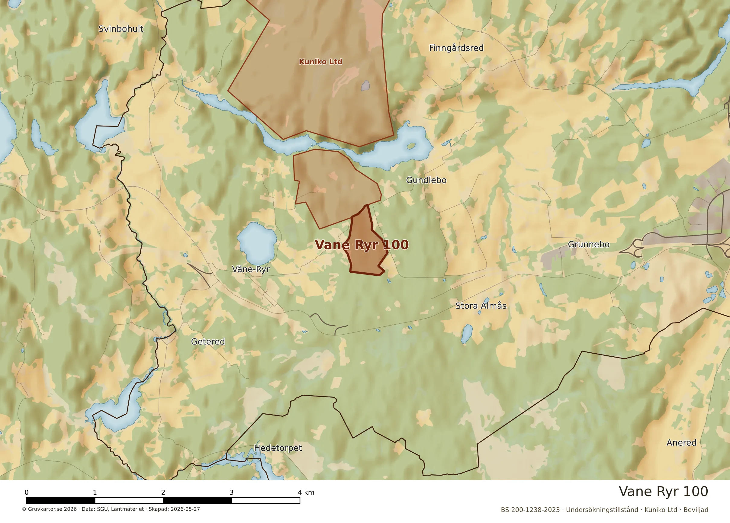 Närkarta över Vane Ryr 100